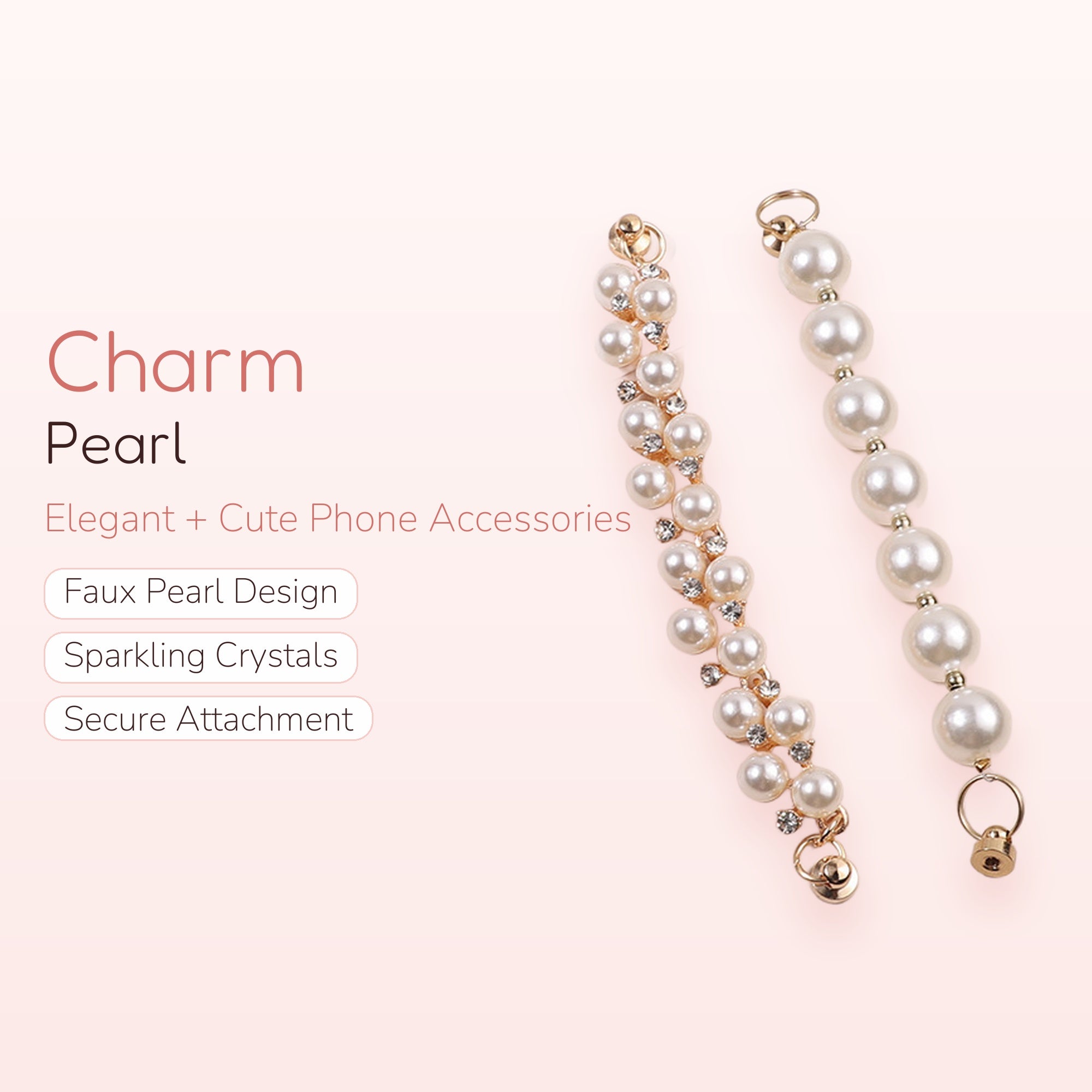 Elegant Pearl & Crystal Phone Charm Strap | Wrist Lanyard