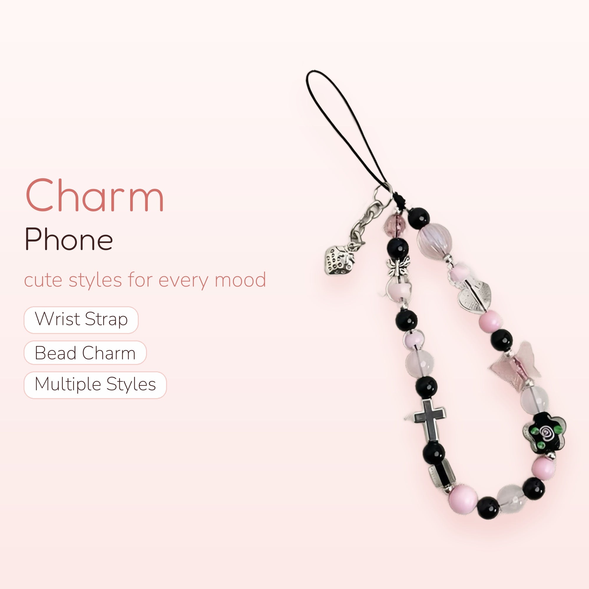 Botanica — Pressed Flower Botanical Beaded Phone Charm