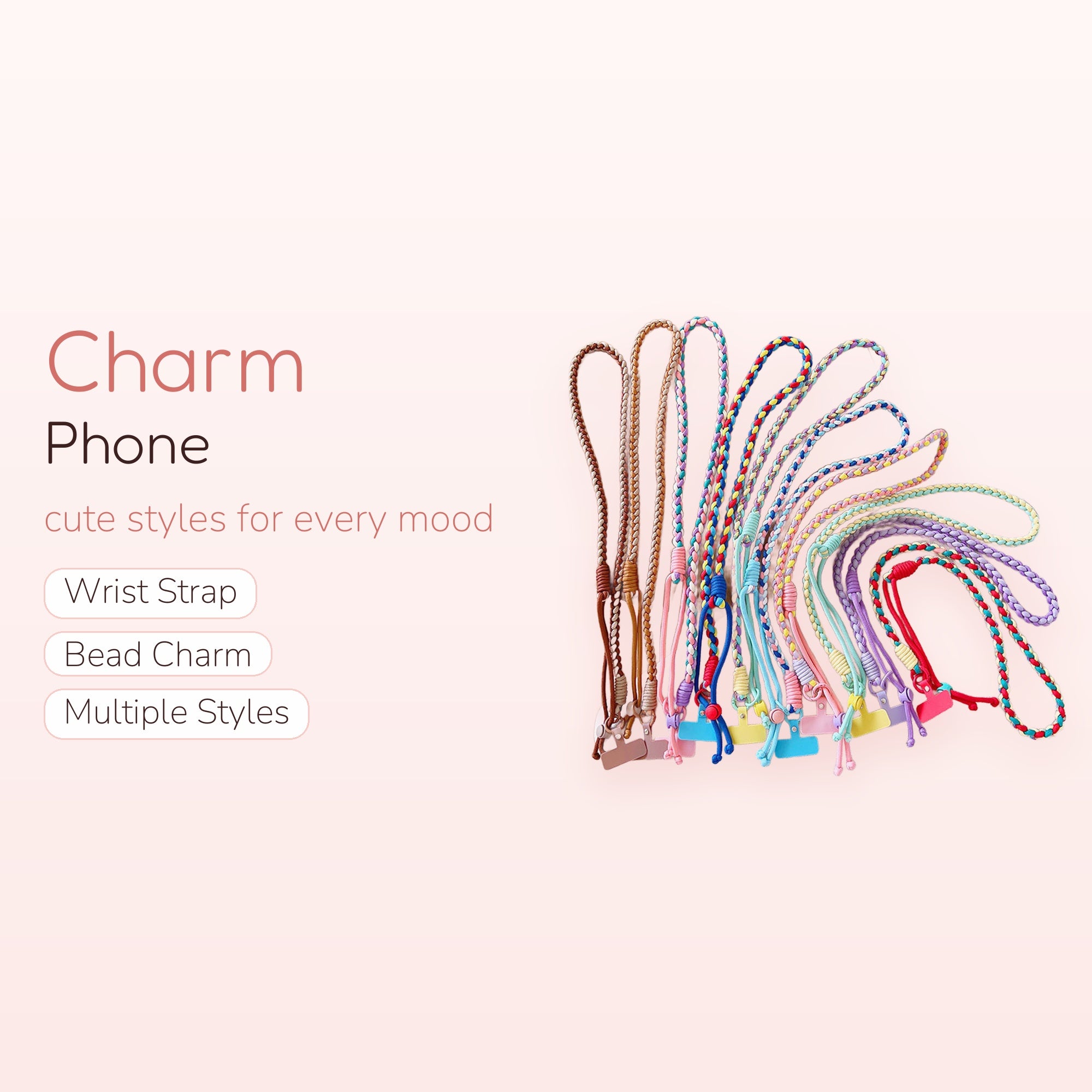 Braided Multi-Color Phone Charm Lanyard | Aesthetic Woven Strap for Phone Case
