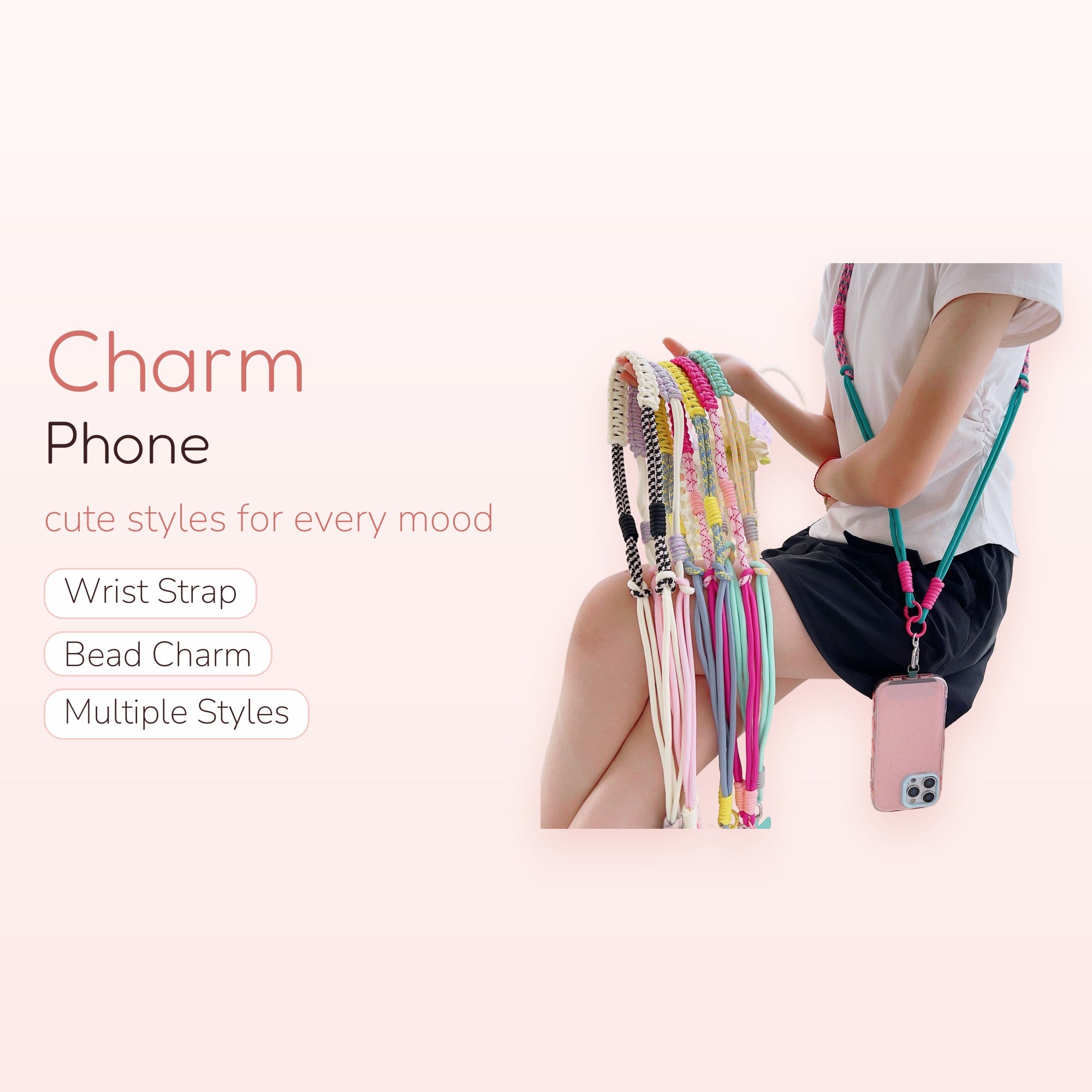 SIMPLYBUBBI — Pastel Braided Rope Crossbody Phone Lanyard | Aesthetic Adjustable Strap