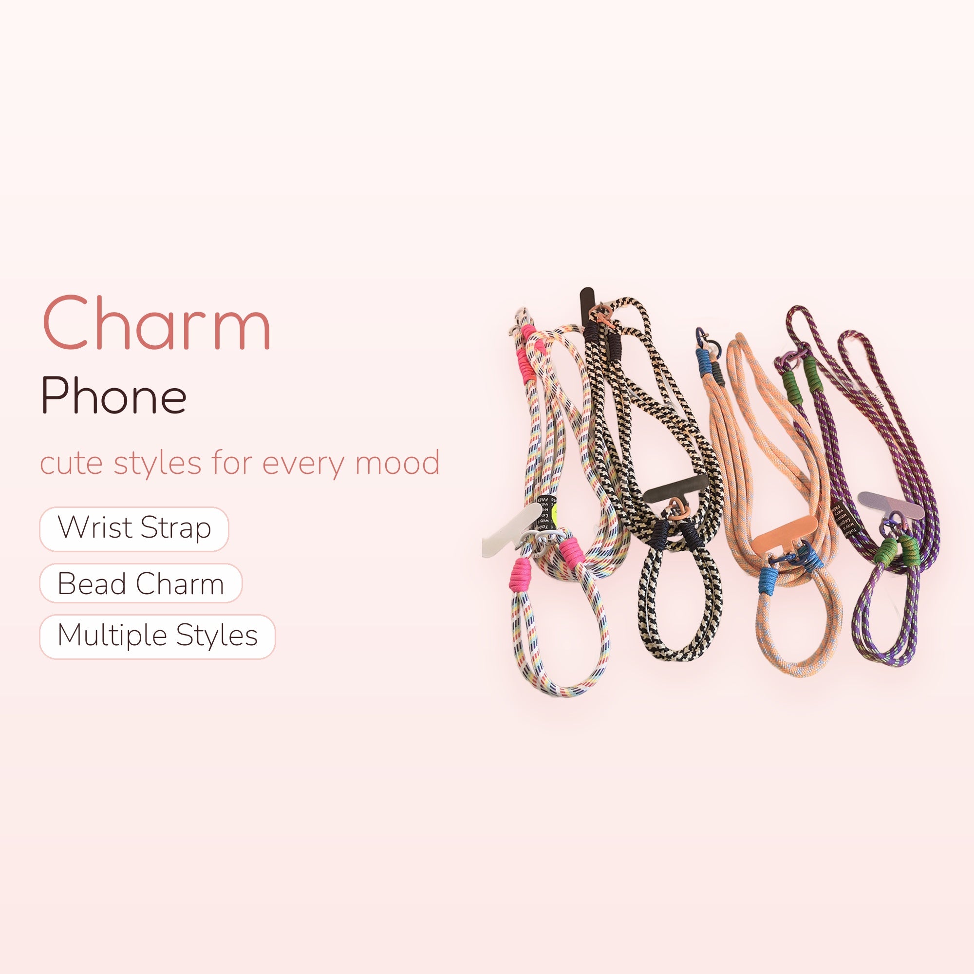 SIMPLYBUBBI — Patterned Braided Cord Phone Lanyard | Crossbody Phone Strap with Phone Patch