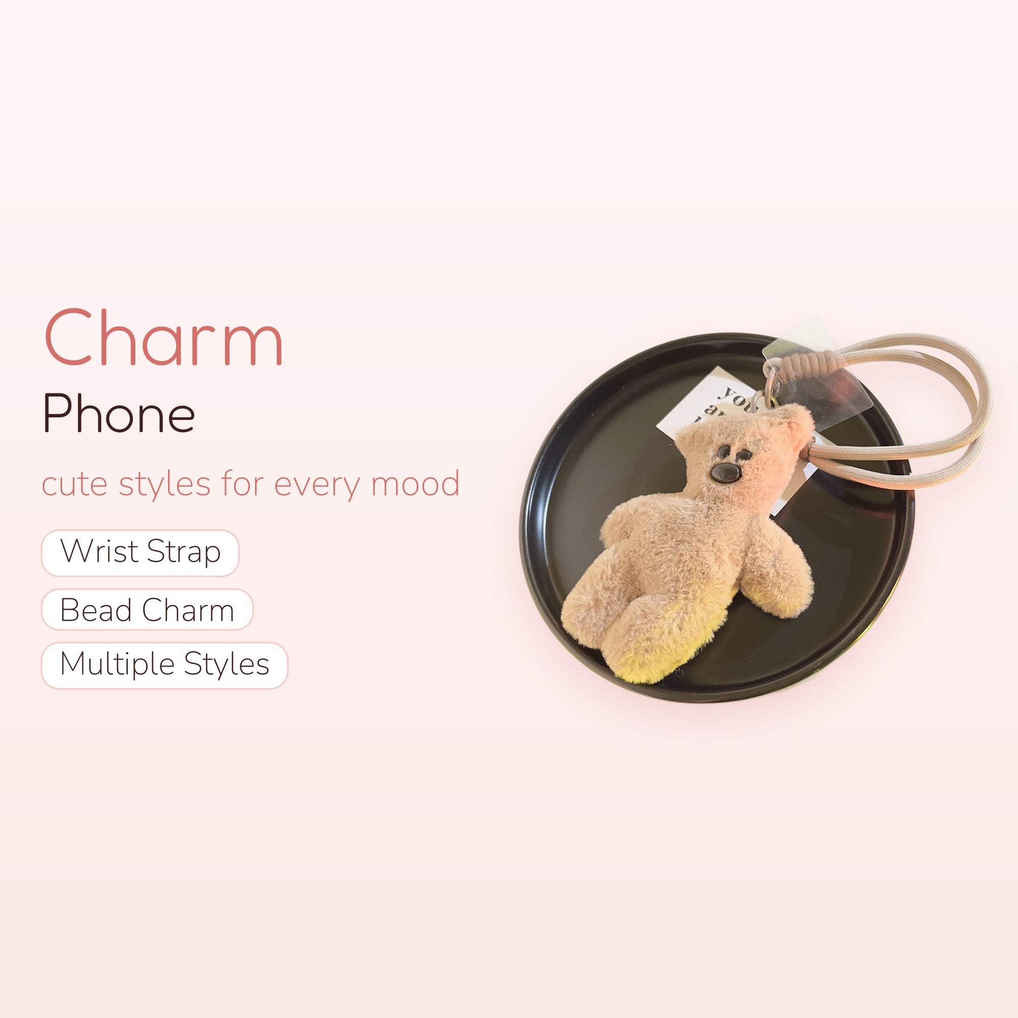 Cute Fluffy Bear Phone Charm | Aesthetic Plush Keychain Lanyard