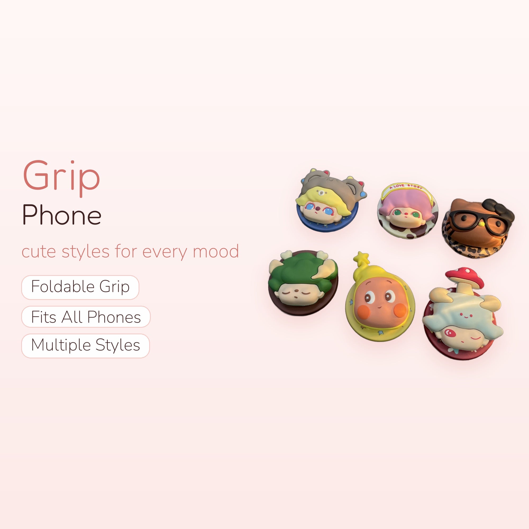 SIMPLYBUBBI — Whimsical Cartoon Character PopSockets | Cute Silicone Phone Grips