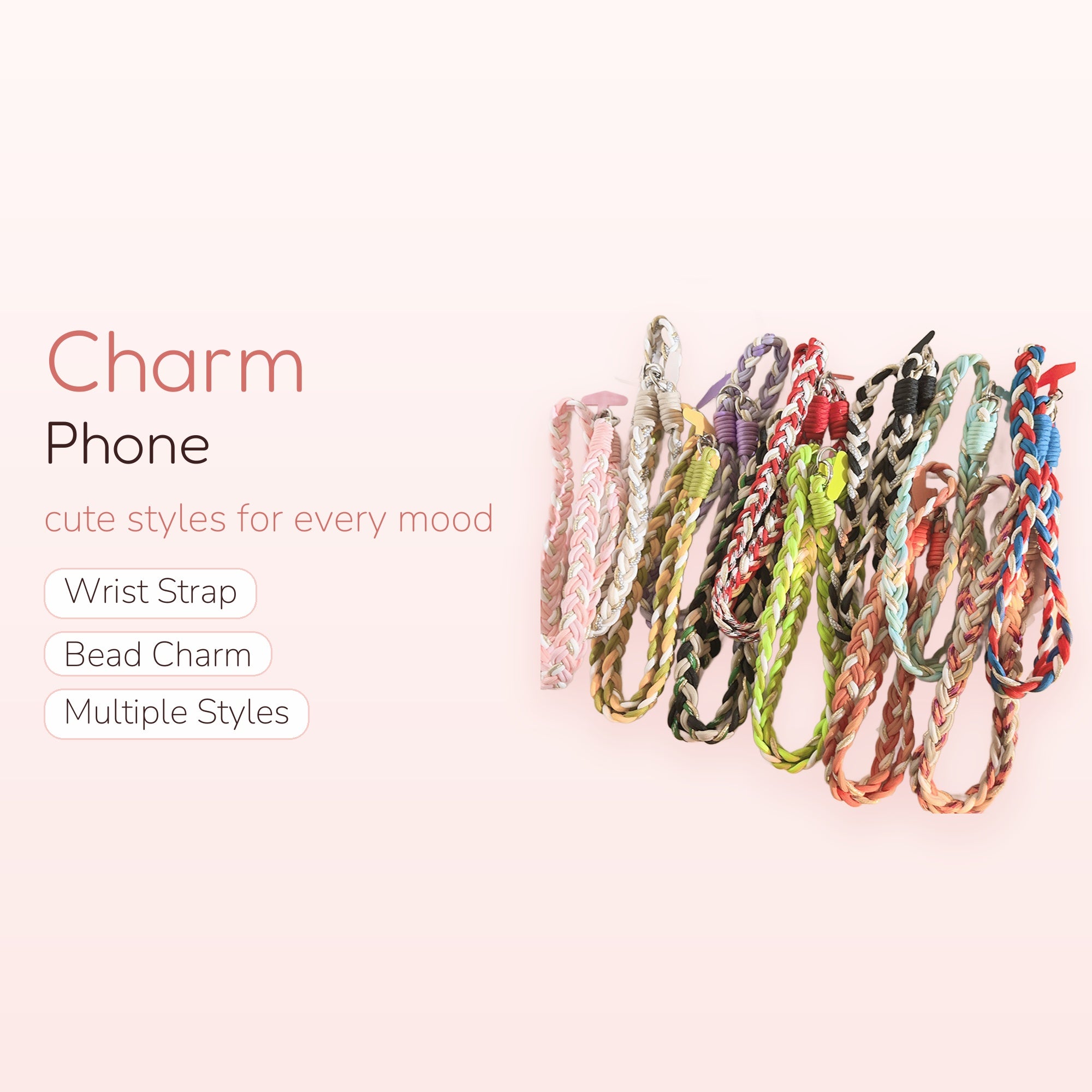 Braided Multi-Color Phone Charm Strap | Aesthetic Woven Wrist Lanyard