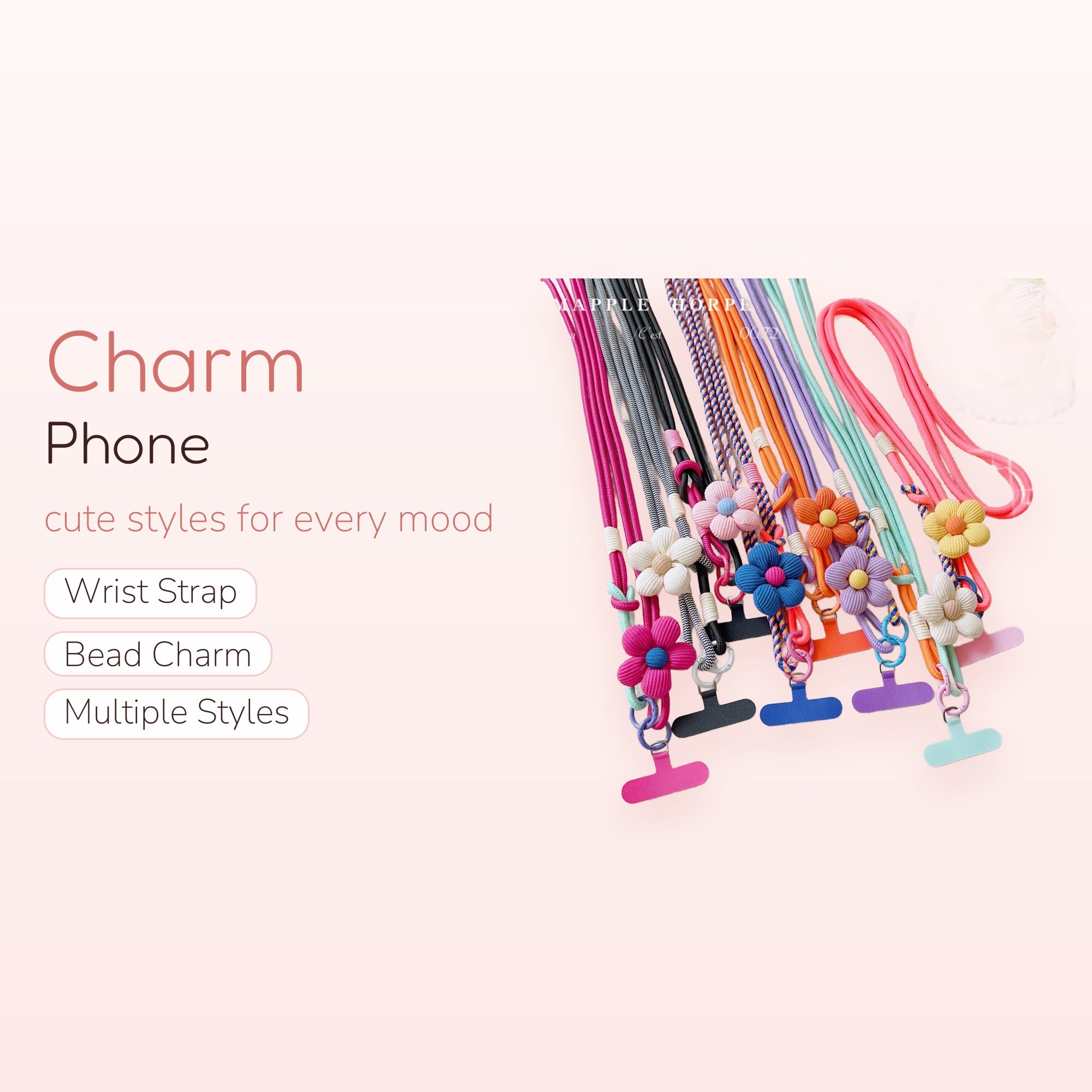 Colorful Flower Phone Lanyard | Aesthetic Crossbody Phone Strap with Charms