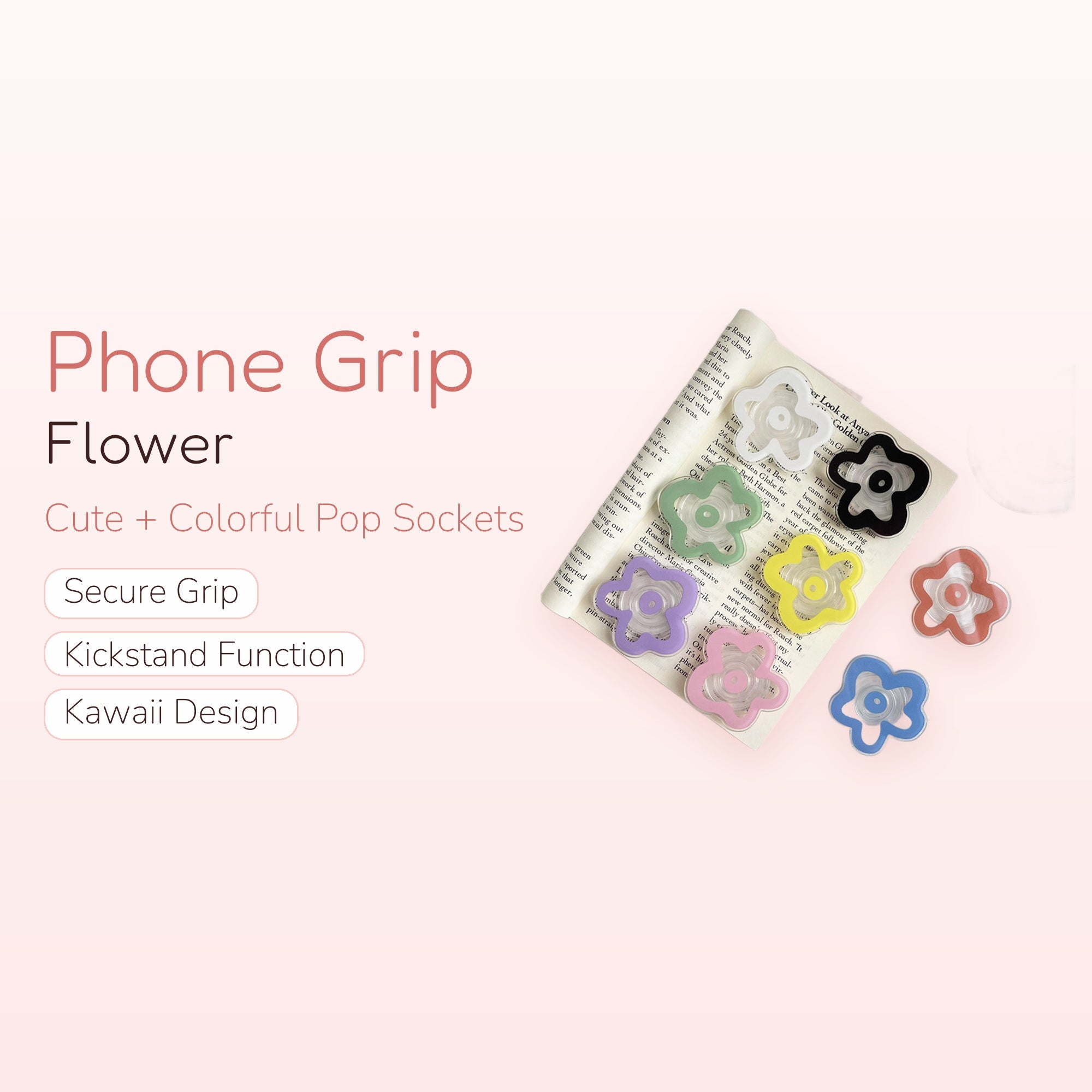 Kawaii Flower Phone Grip Holder | Cute Pastel Pop Socket Stand | Y2K Aesthetic | Gift for Her | Trendy Phone Accessory