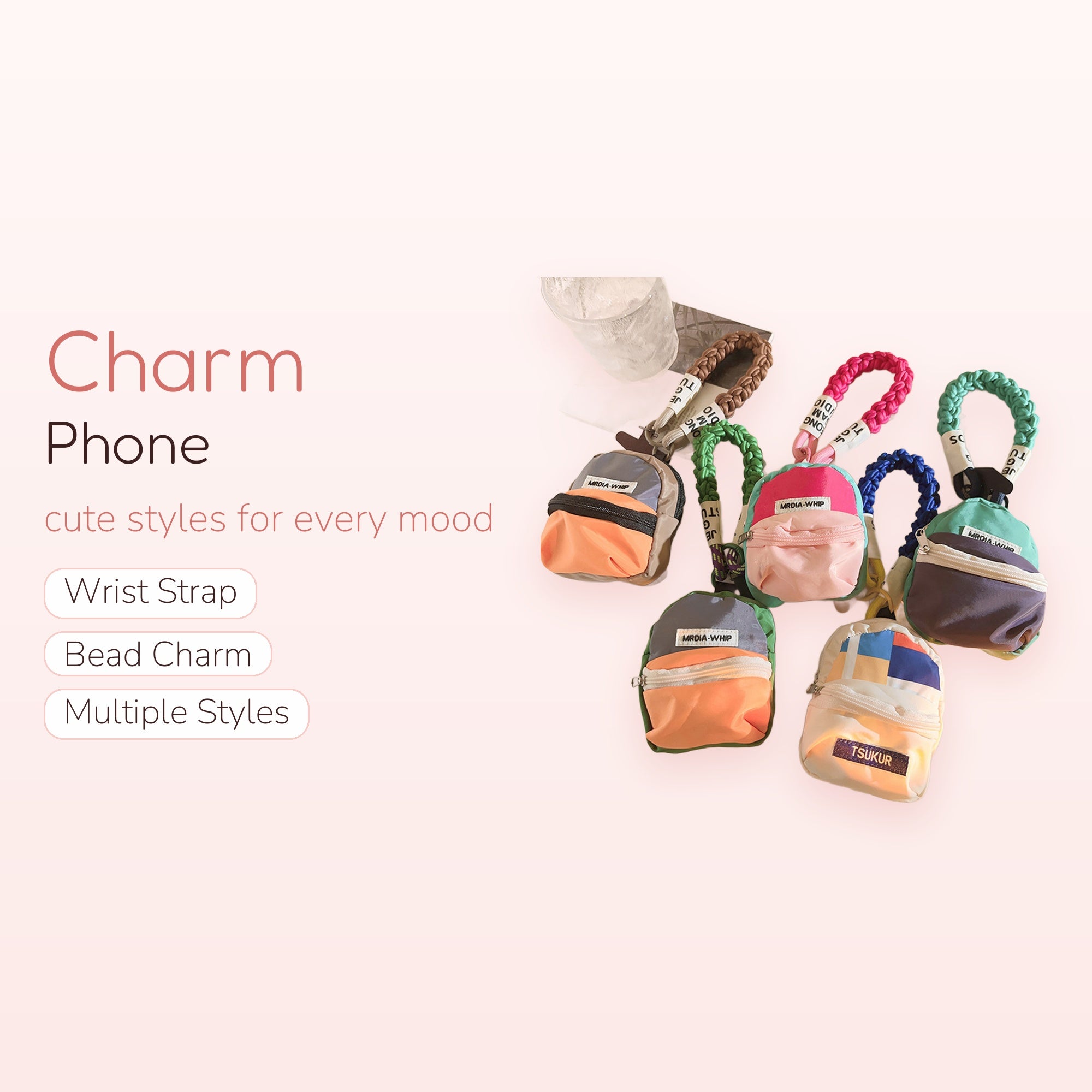 Mini Backpack Keychain Phone Charm | Aesthetic Bag Charm Wrist Strap