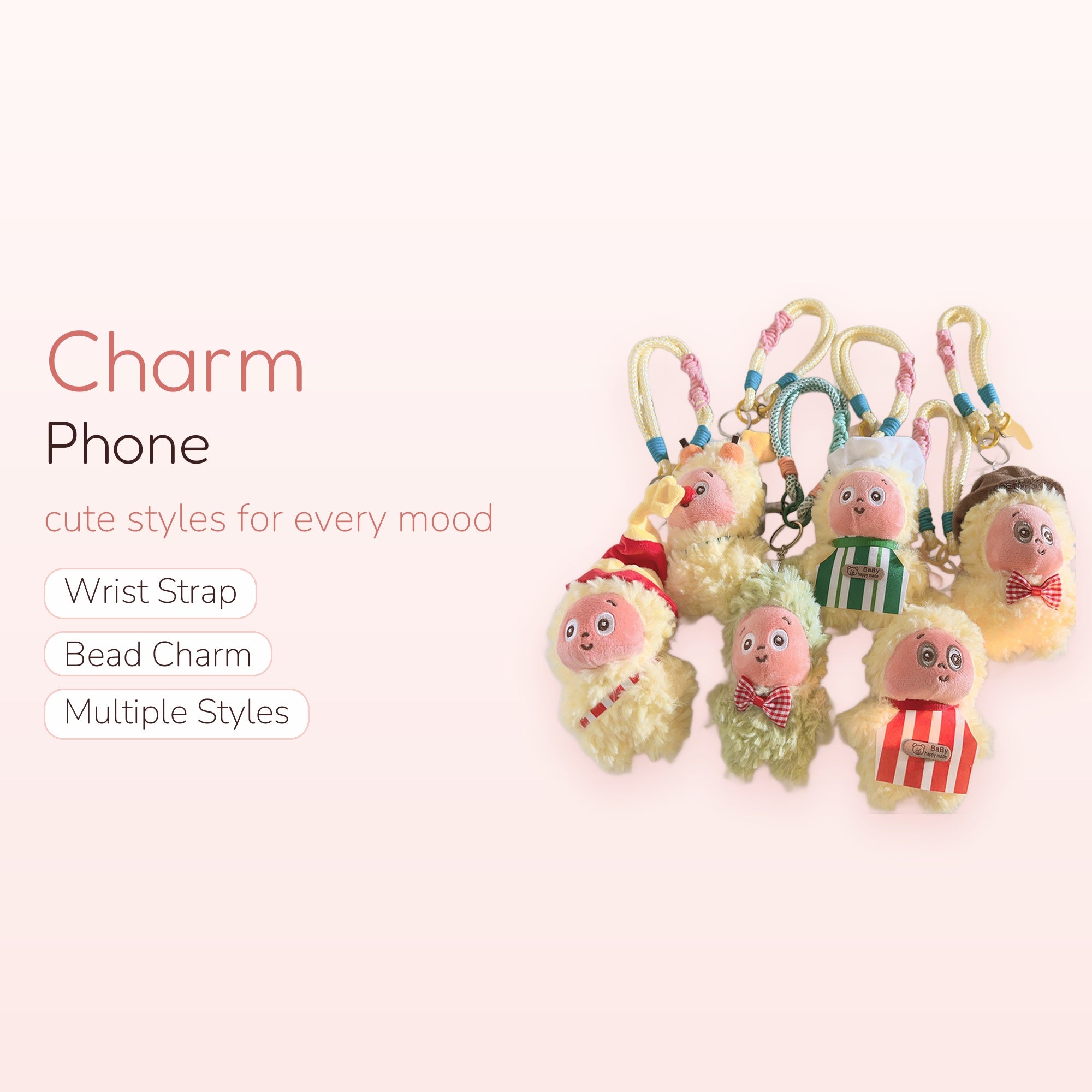 Cute Fluffy Sheep Phone Charm Strap | Kawaii Plush Animal Wrist Lanyard