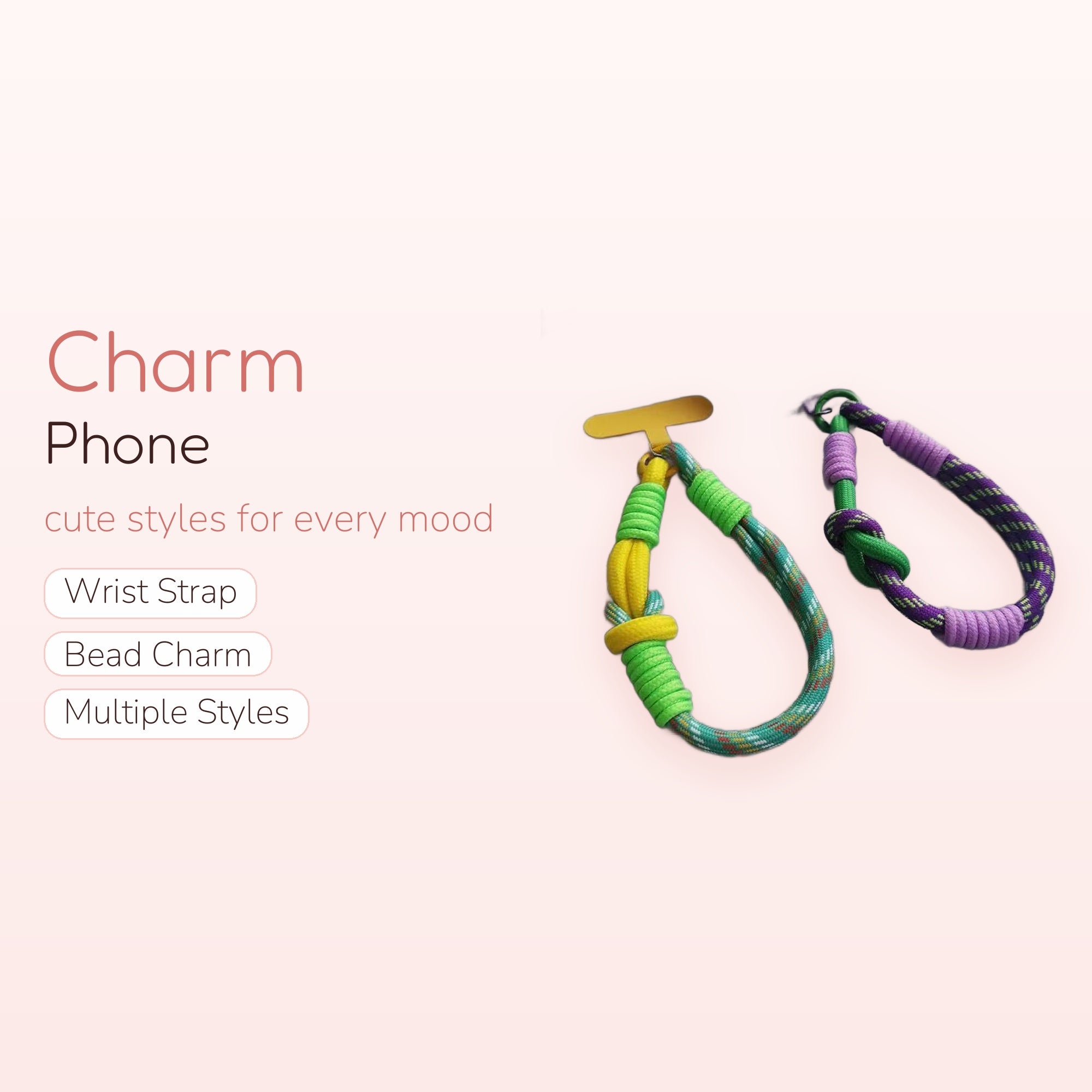 Colorful Braided Rope Phone Charm Strap | Aesthetic Knotted Wrist Lanyard