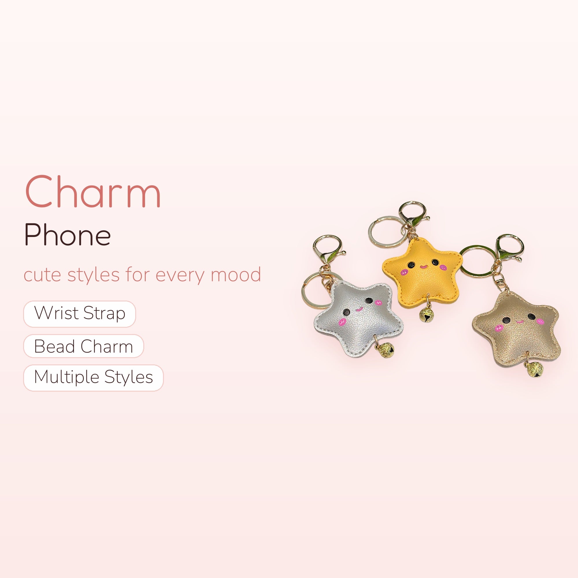 Cute Star Keychain Phone Charm | Kawaii Plushie Star Bag Pendant