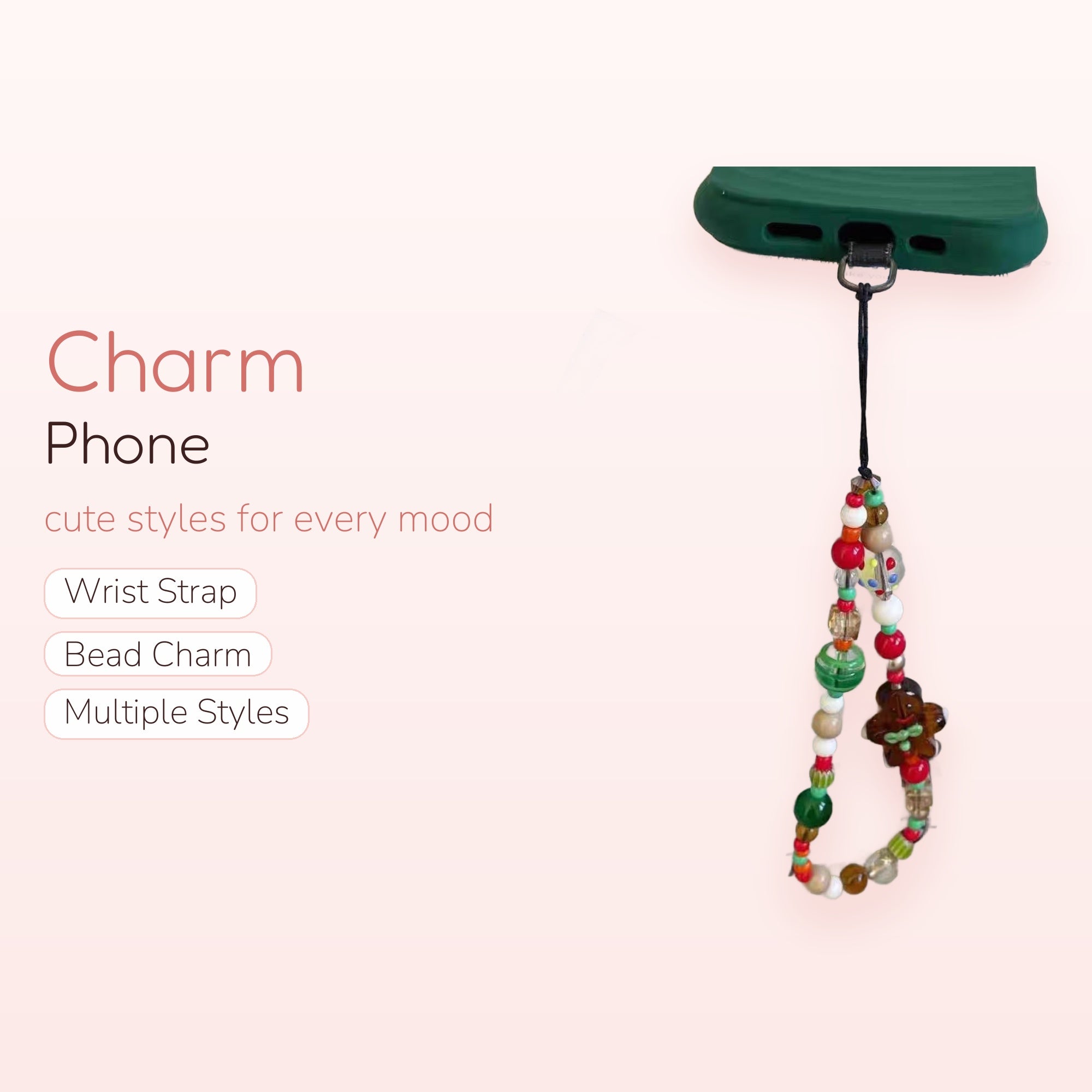 Kawaii Beaded Phone Charm Strap | Colorful Y2K Aesthetic Wrist Lanyard