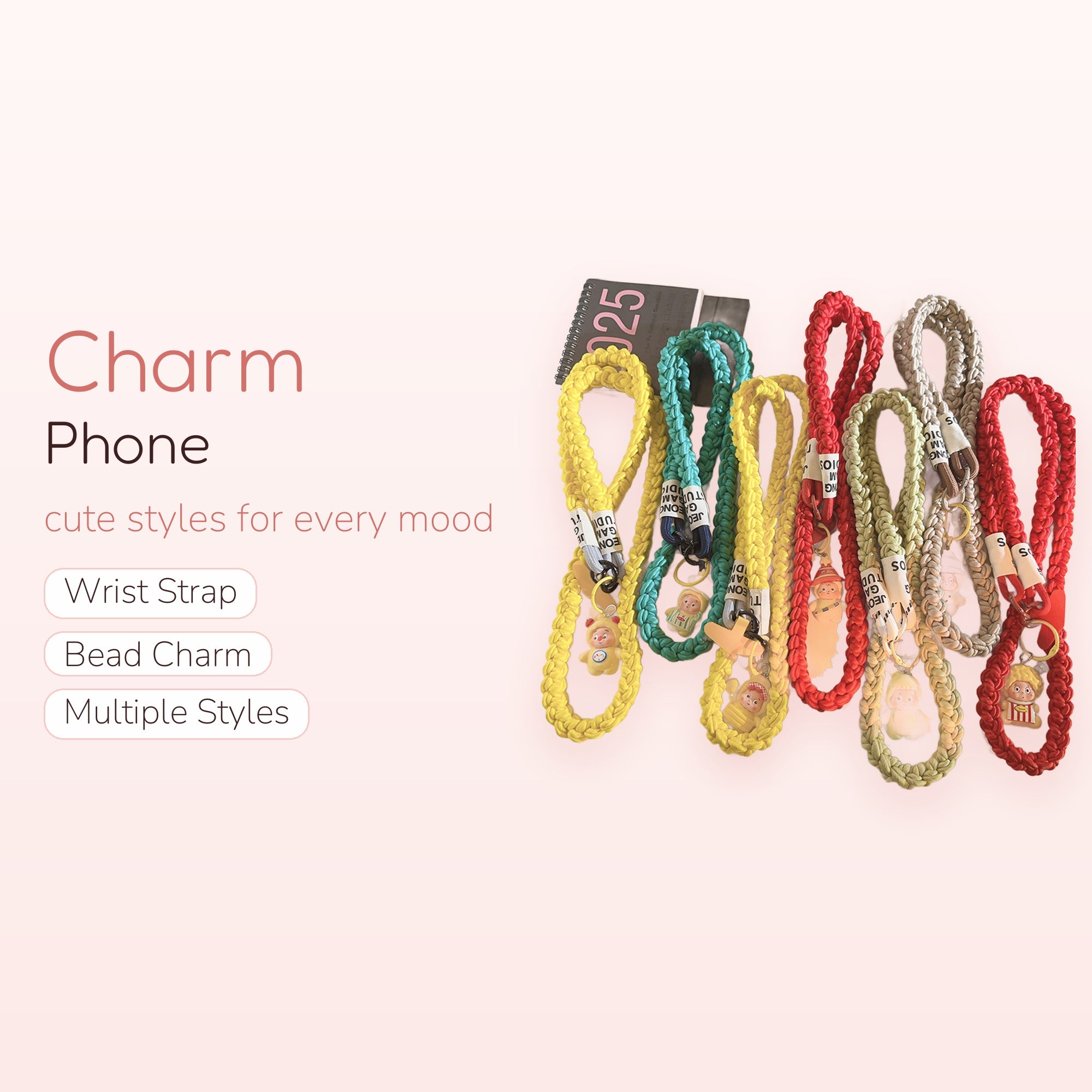 Braided Rope Phone Charm Lanyard | Kawaii Cartoon Character Keychain Strap