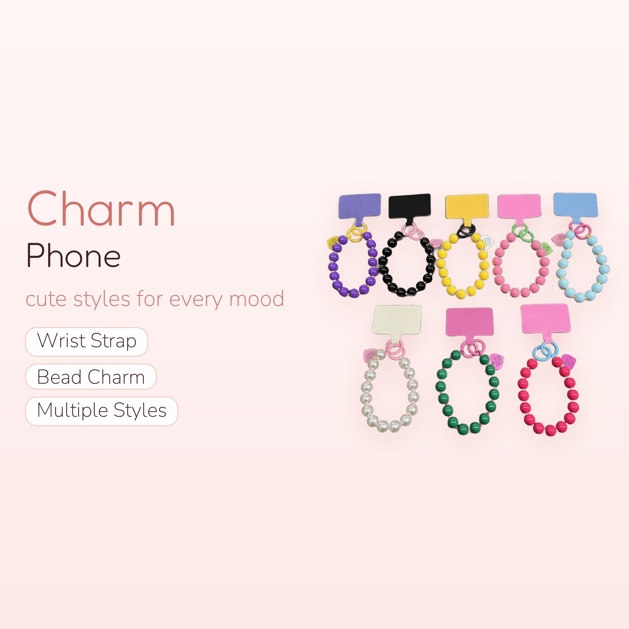 Colorful Beaded Phone Charm Straps | Y2K Aesthetic Wrist Lanyards