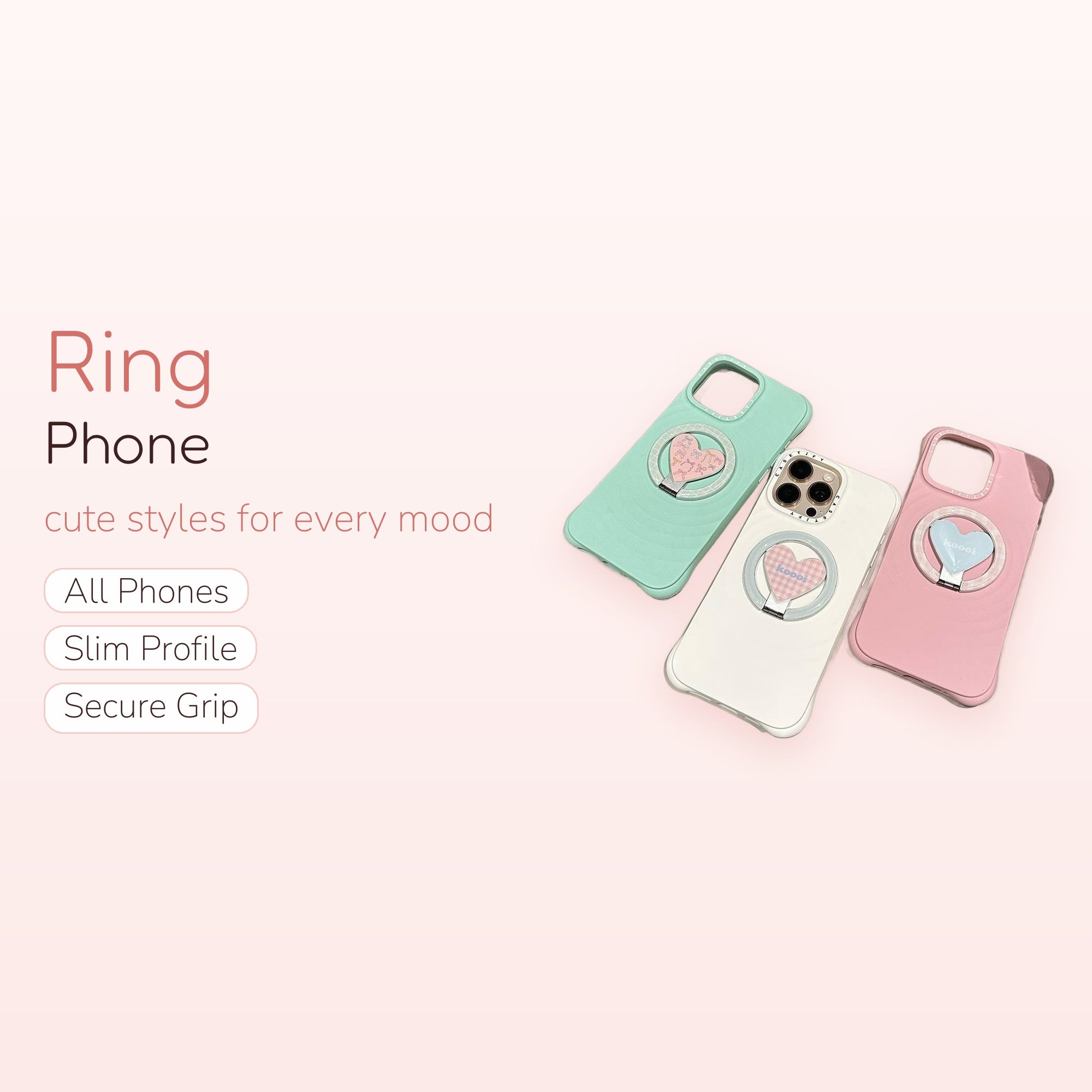 Pastel Heart Phone Ring | Cute 360° Finger Holder Kickstand