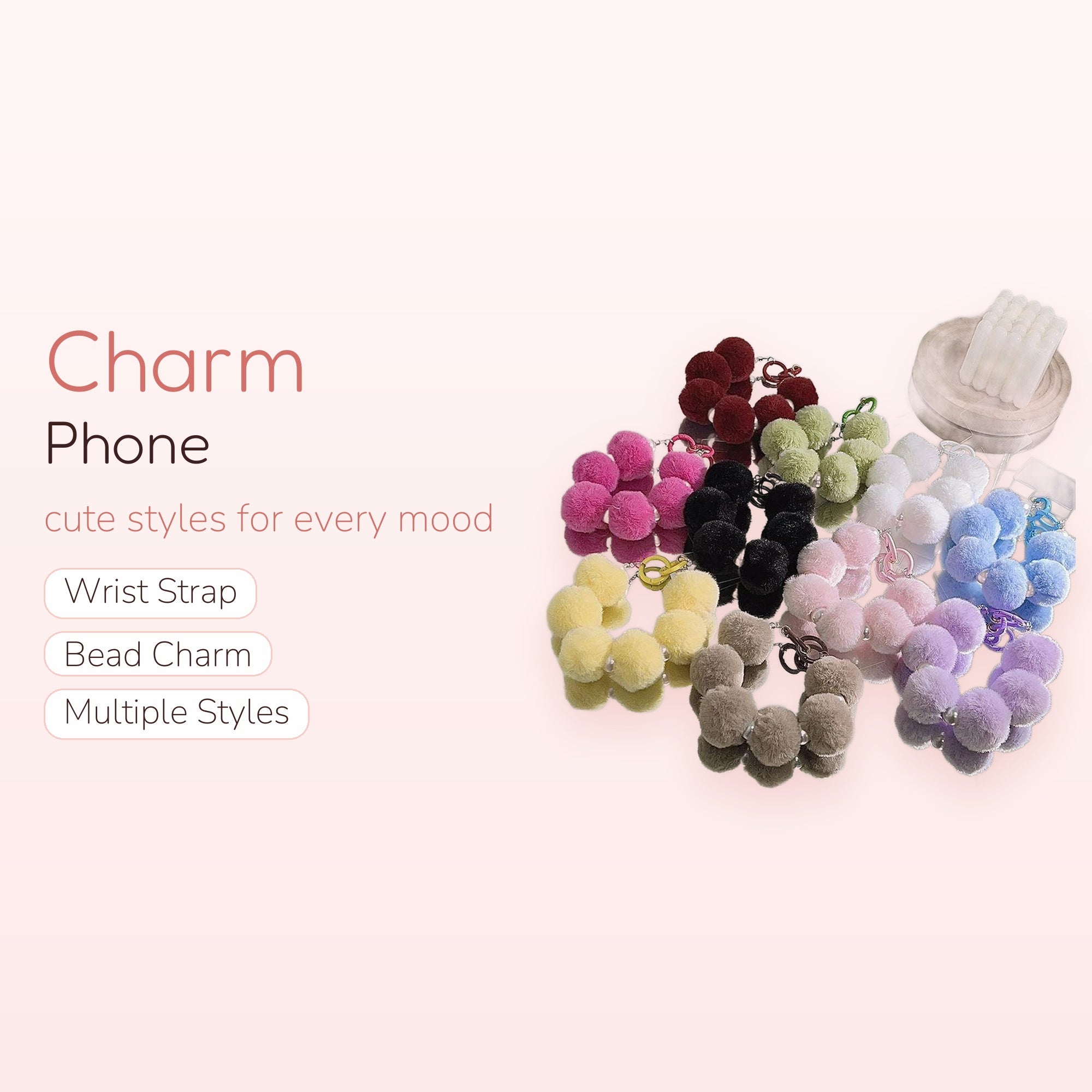 SIMPLYBUBBI — Fluffy Faux Fur Pom Pom Keychain | Soft Ball Wristlet Lanyard
