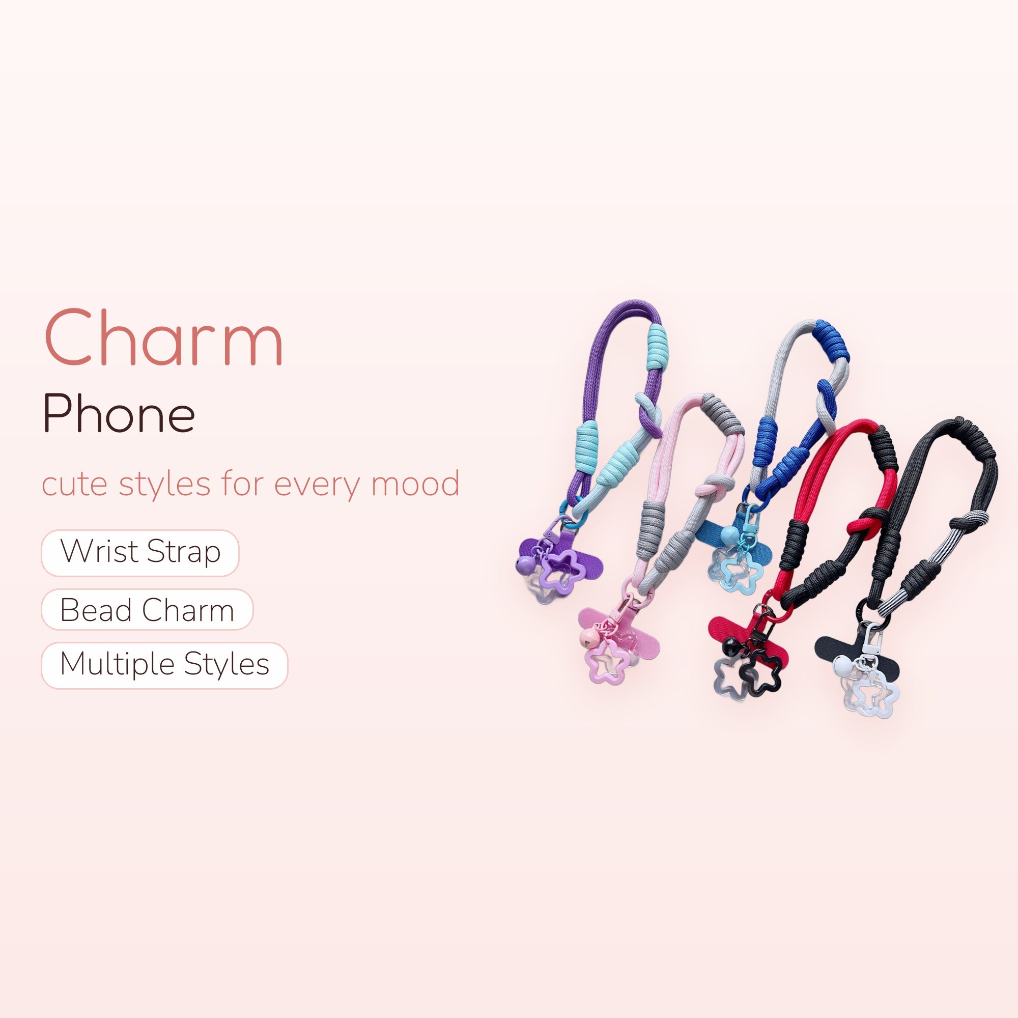 SIMPLYBUBBI — Two-Tone Star Rope Phone Strap | Kawaii Wrist Lanyard
