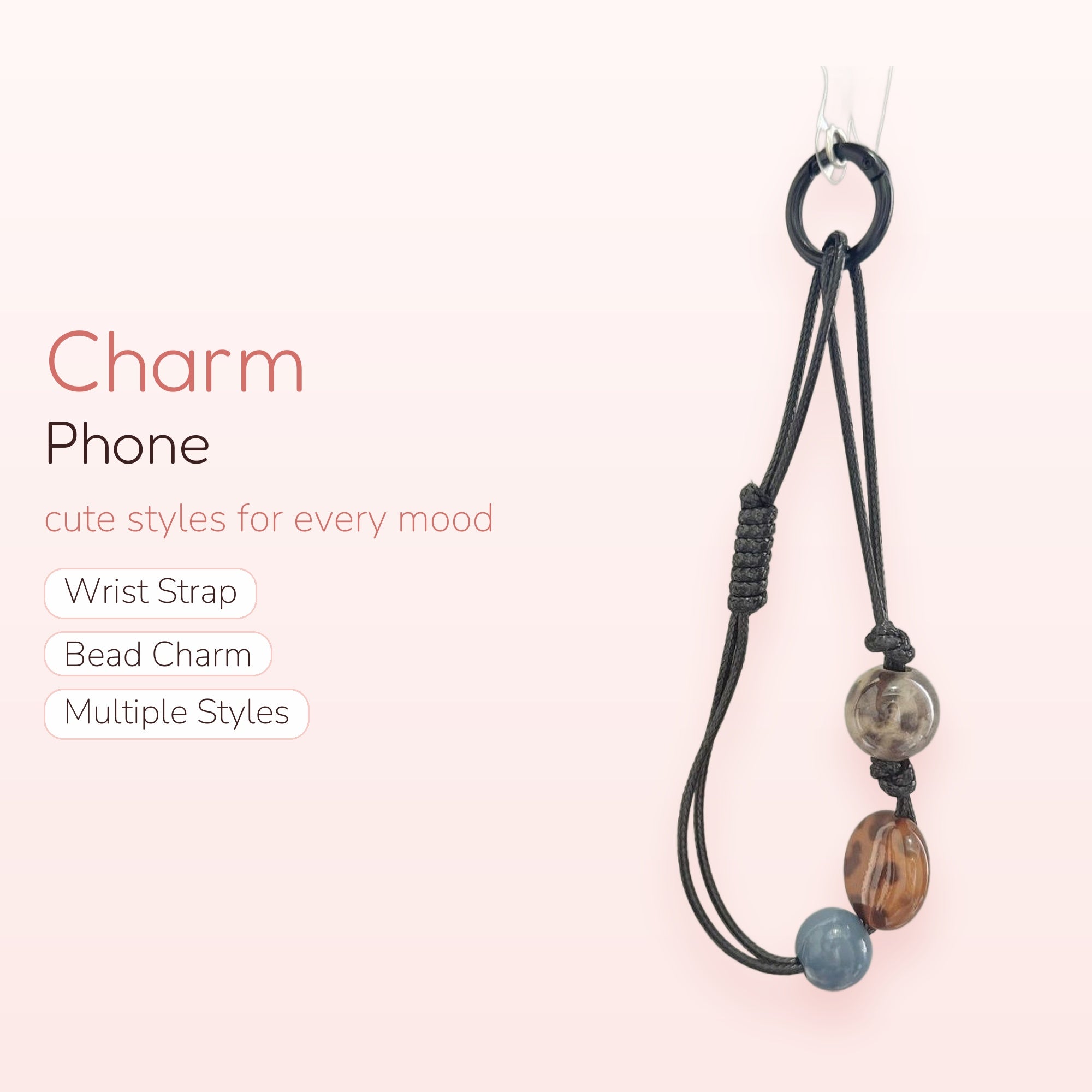 Aesthetic Beaded Phone Charm Strap | Earthy Toned Wrist Lanyard