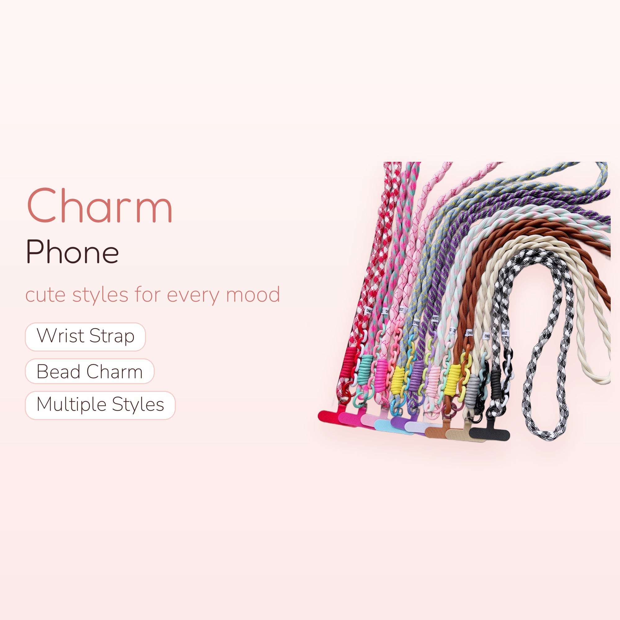 Colorful Braided Rope Phone Lanyard with Chain | Aesthetic Crossbody Phone Strap