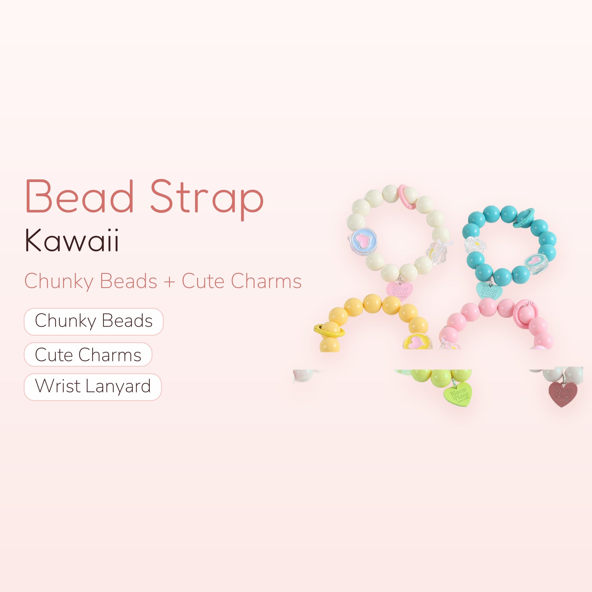Blanc Bow — White & Pink Pearl Bow Phone Charm Lanyard