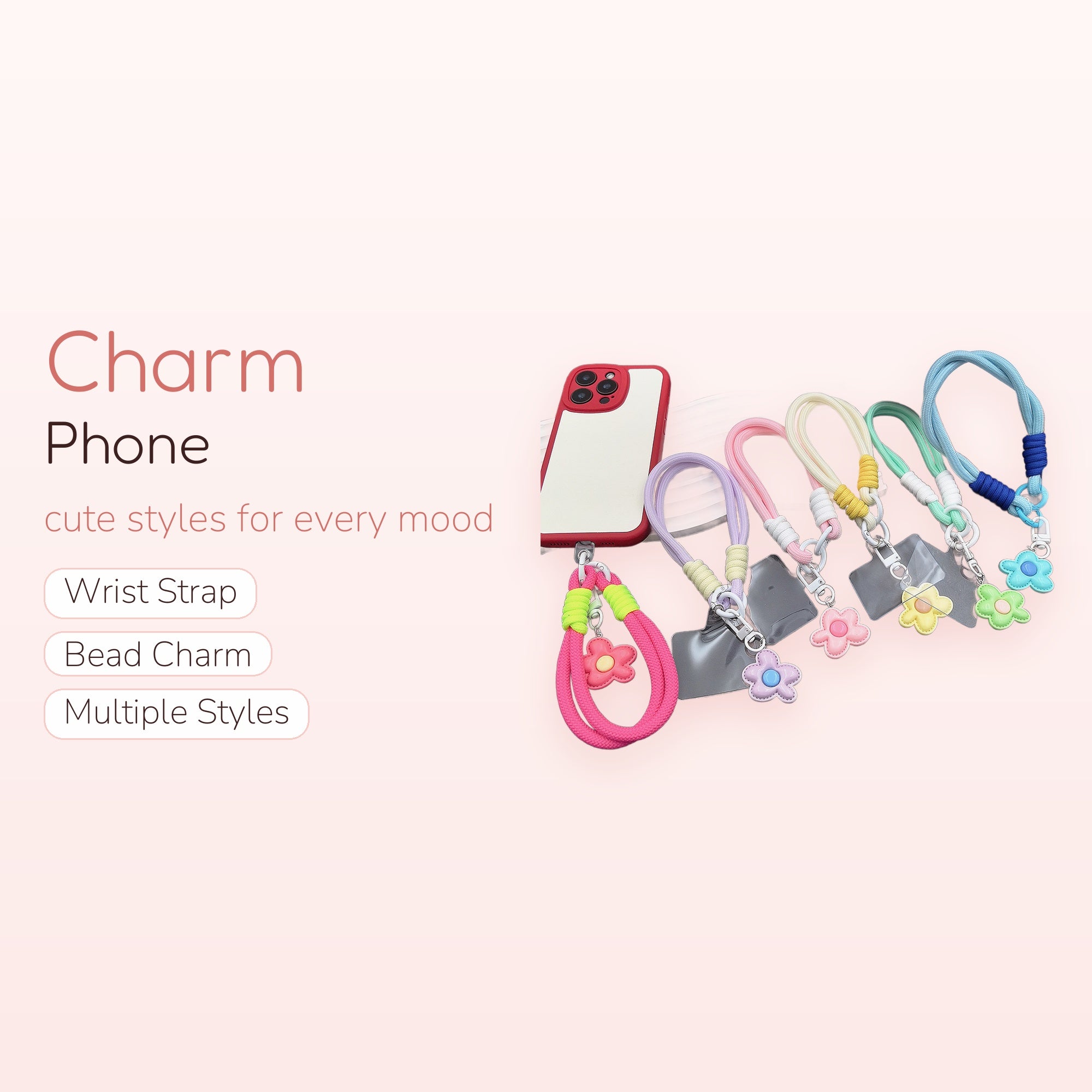 SIMPLYBUBBI — Pastel Bloom Braided Phone Wristlet | Flower Lanyard Strap