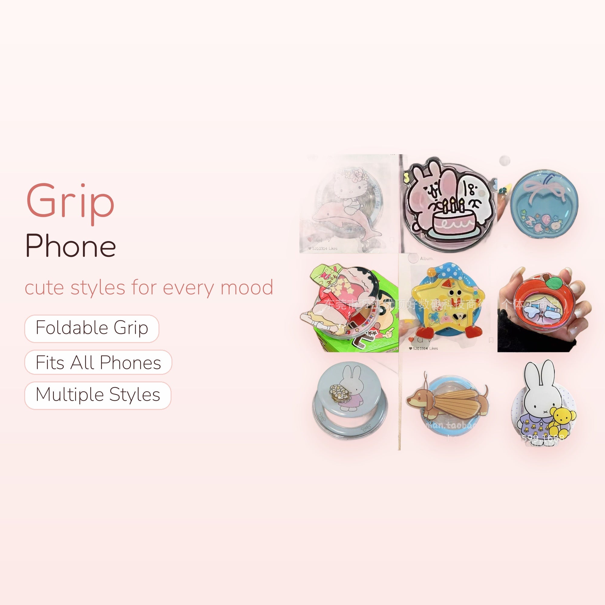 Cute Cartoon Character Phone Grip Collection | Kawaii Pop Socket Stand for Phones