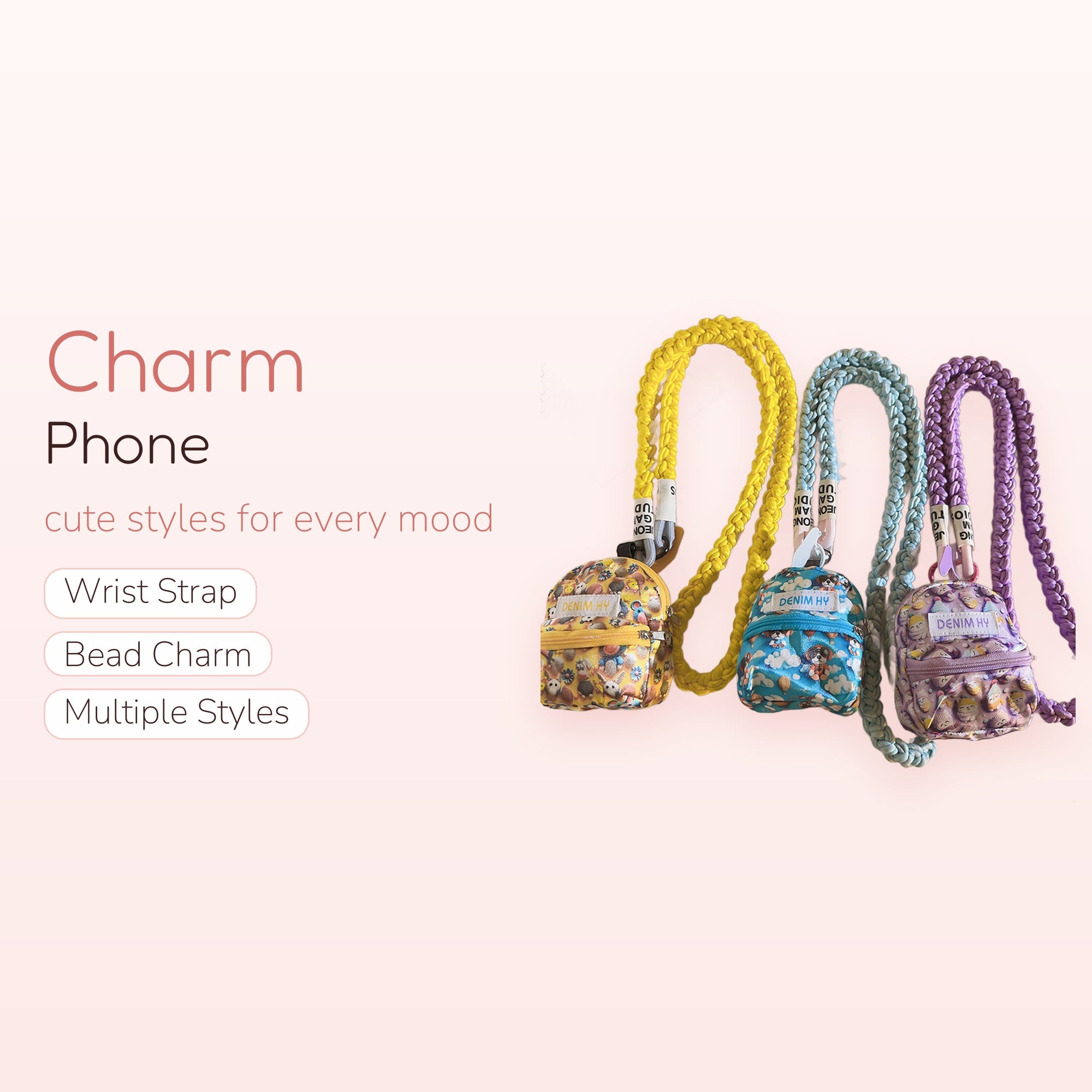 Cute Mini Backpack Phone Charm Lanyard | Braided Rope Crossbody Strap