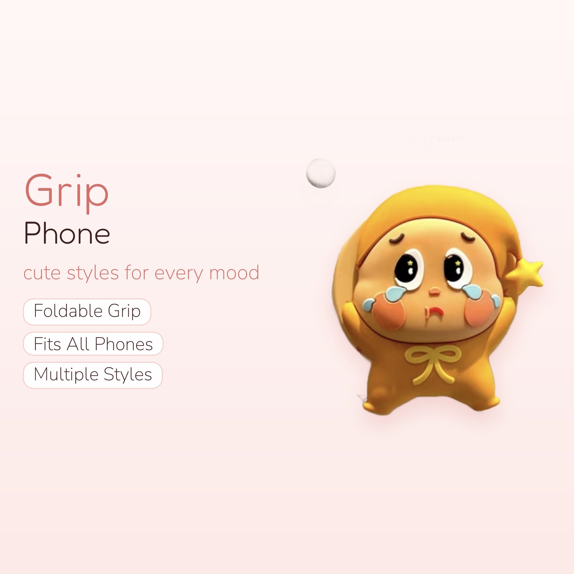 Crying Kawaii Orange Character Phone Grip | Cute Instagram Post Pop Socket Stand