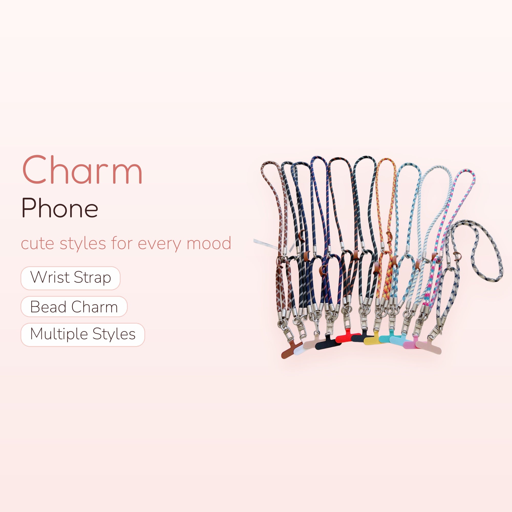 SIMPLYBUBBI — Multi-Tone Rope Phone Lanyard | Adjustable Crossbody Strap with Tab