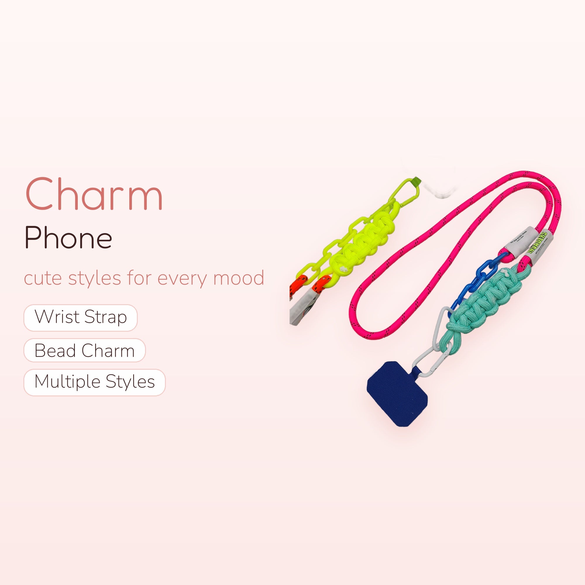 Neon Pink & Green Paracord Phone Lanyard | Y2K Sporty Crossbody Phone Strap