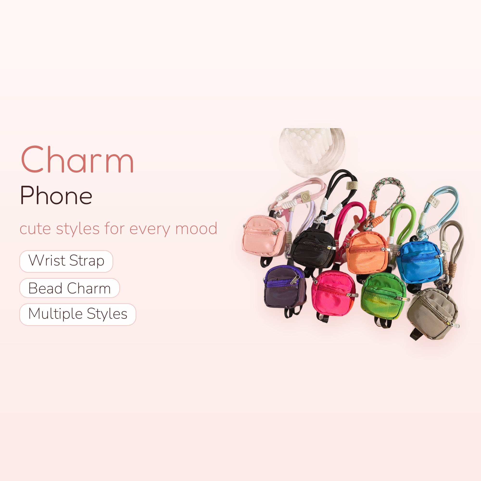 Mini Backpack Phone Charm Wristlet | Cute Colorful Keychain Lanyard
