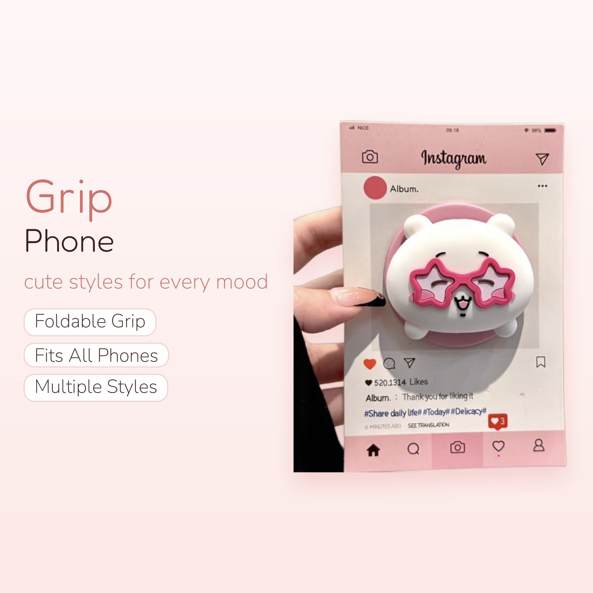 Nine Lives — Pink Cat Phone Charm Strap & Lanyard