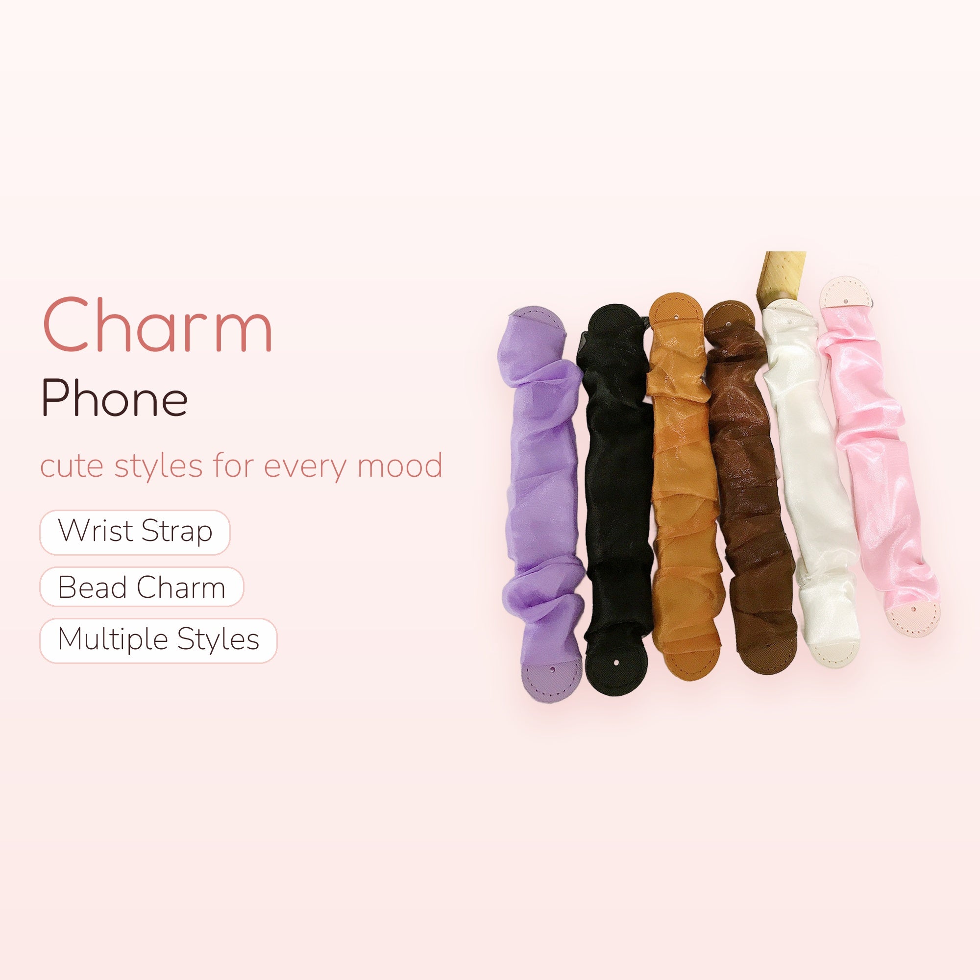 Cute Scrunchie Phone Charm Straps | Aesthetic Fabric Wrist Lanyards