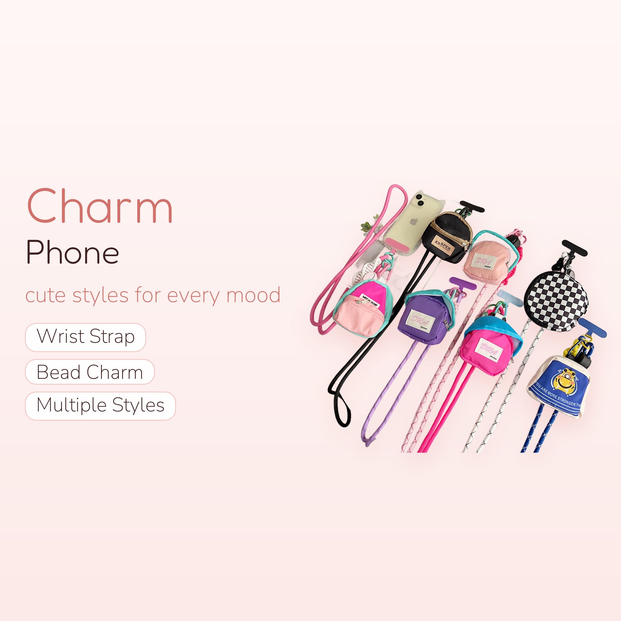 Mini Backpack & Round Pouch Phone Charm Lanyard | Cute Crossbody Phone Strap