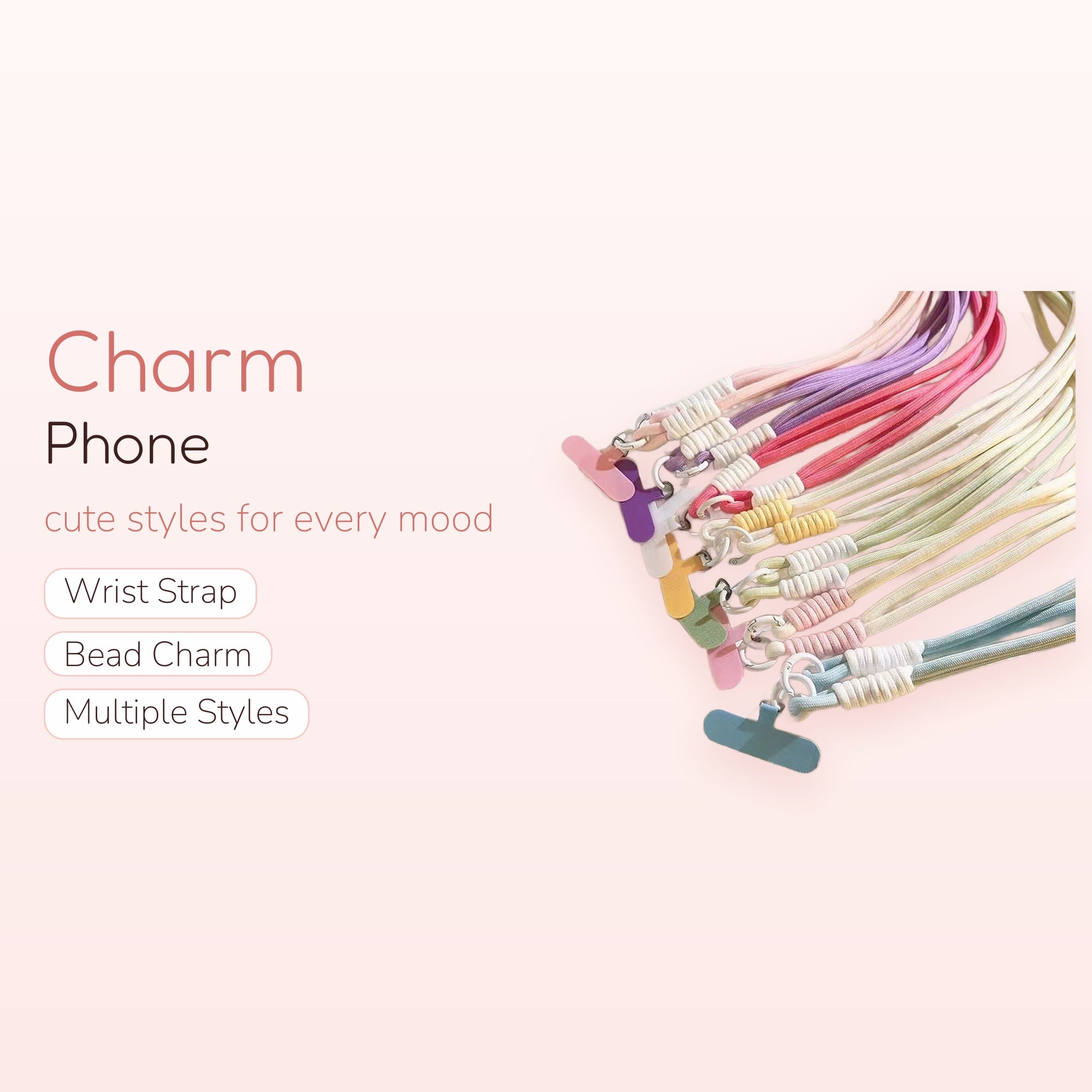 Aesthetic Ombre Rainbow Phone Lanyard | Pastel Gradient Crossbody Strap