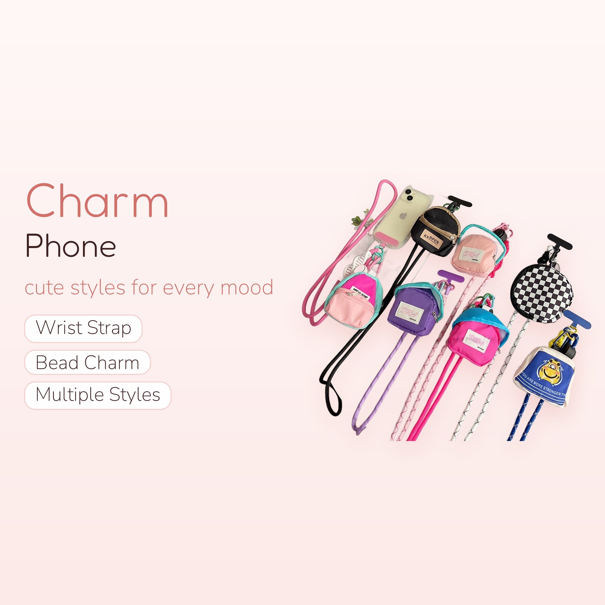 SIMPLYBUBBI — Mini Backpack & Checkered Pouch Lanyard | Cute Phone Strap