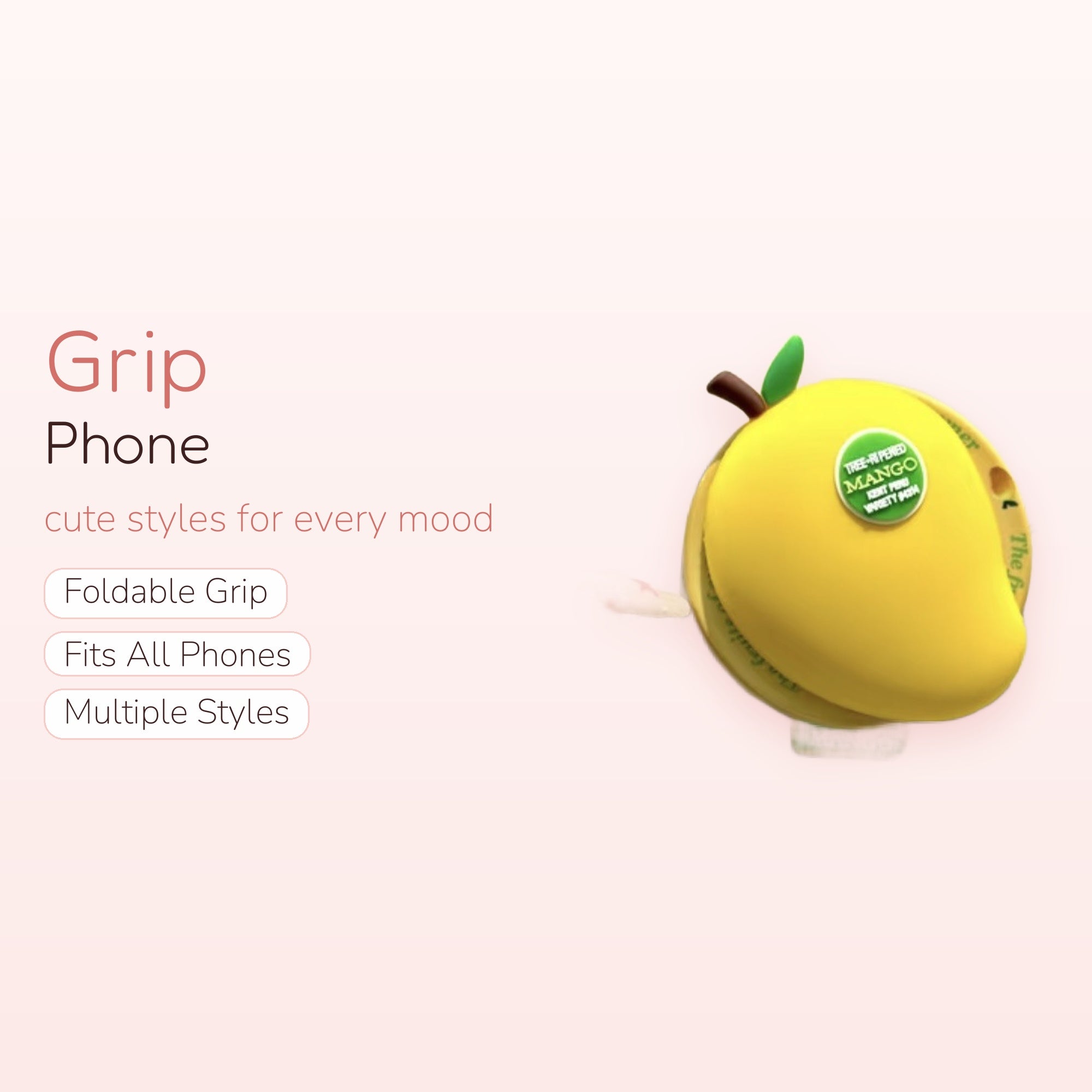Cute Yellow Mango Instagram Phone Grip | Kawaii Fruit Pop Socket Stand