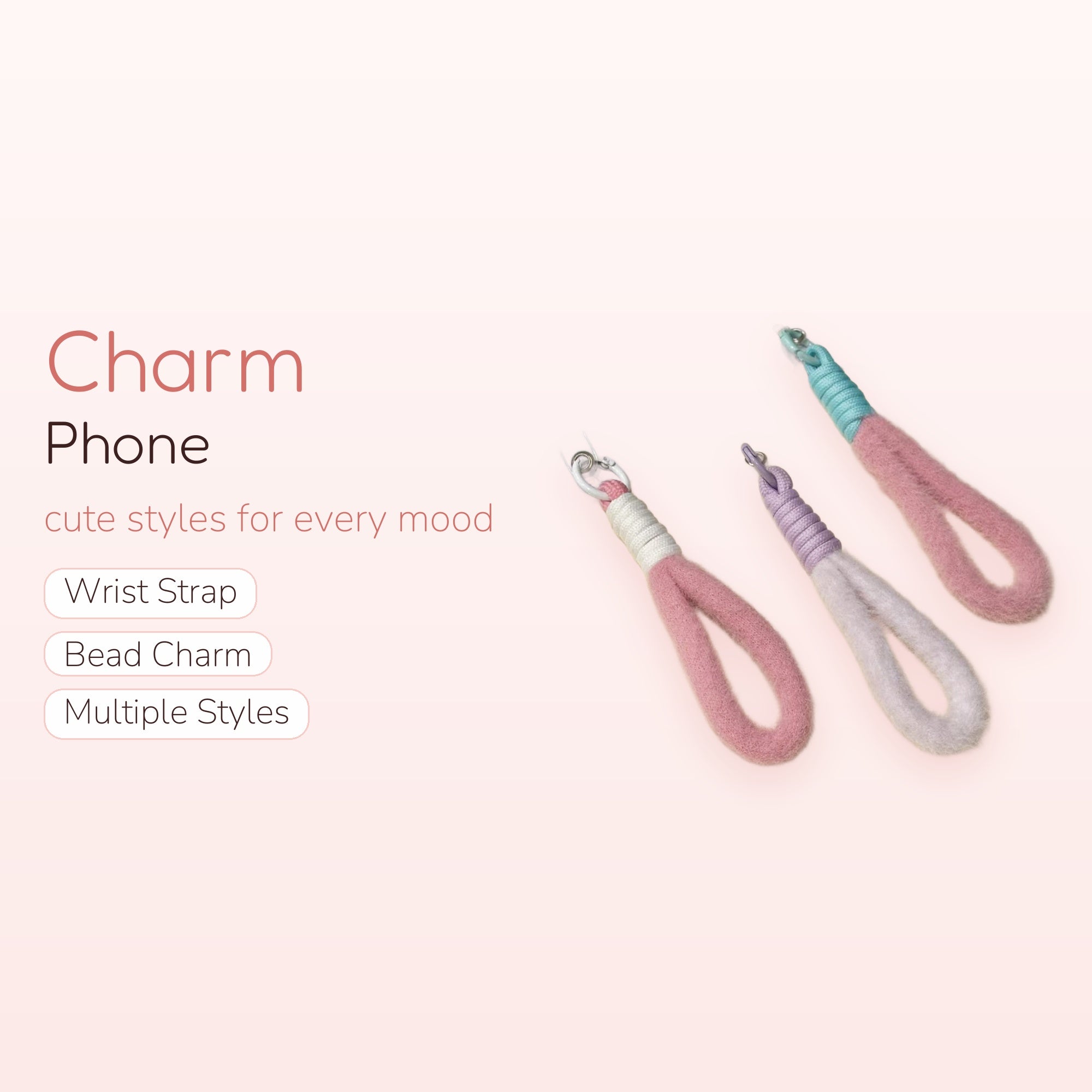 Fluffy Pastel Wrist Phone Charm | Soft Fuzzy Hand Strap Lanyard