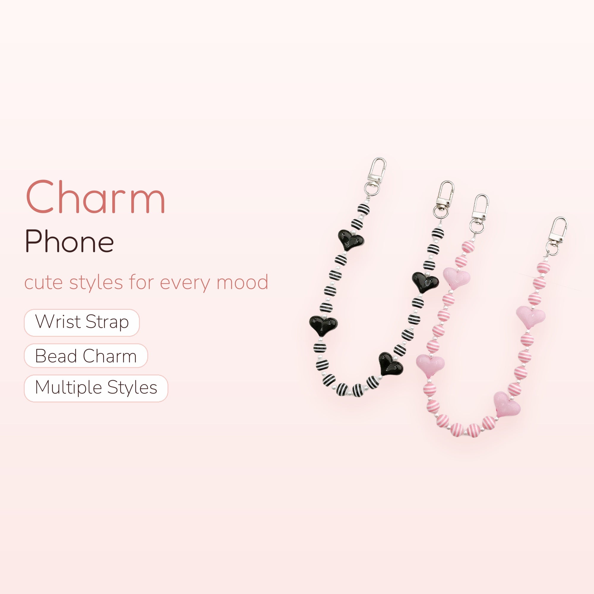 Marshmallow — Pastel Bow Silicone Beaded Phone Wrist Strap
