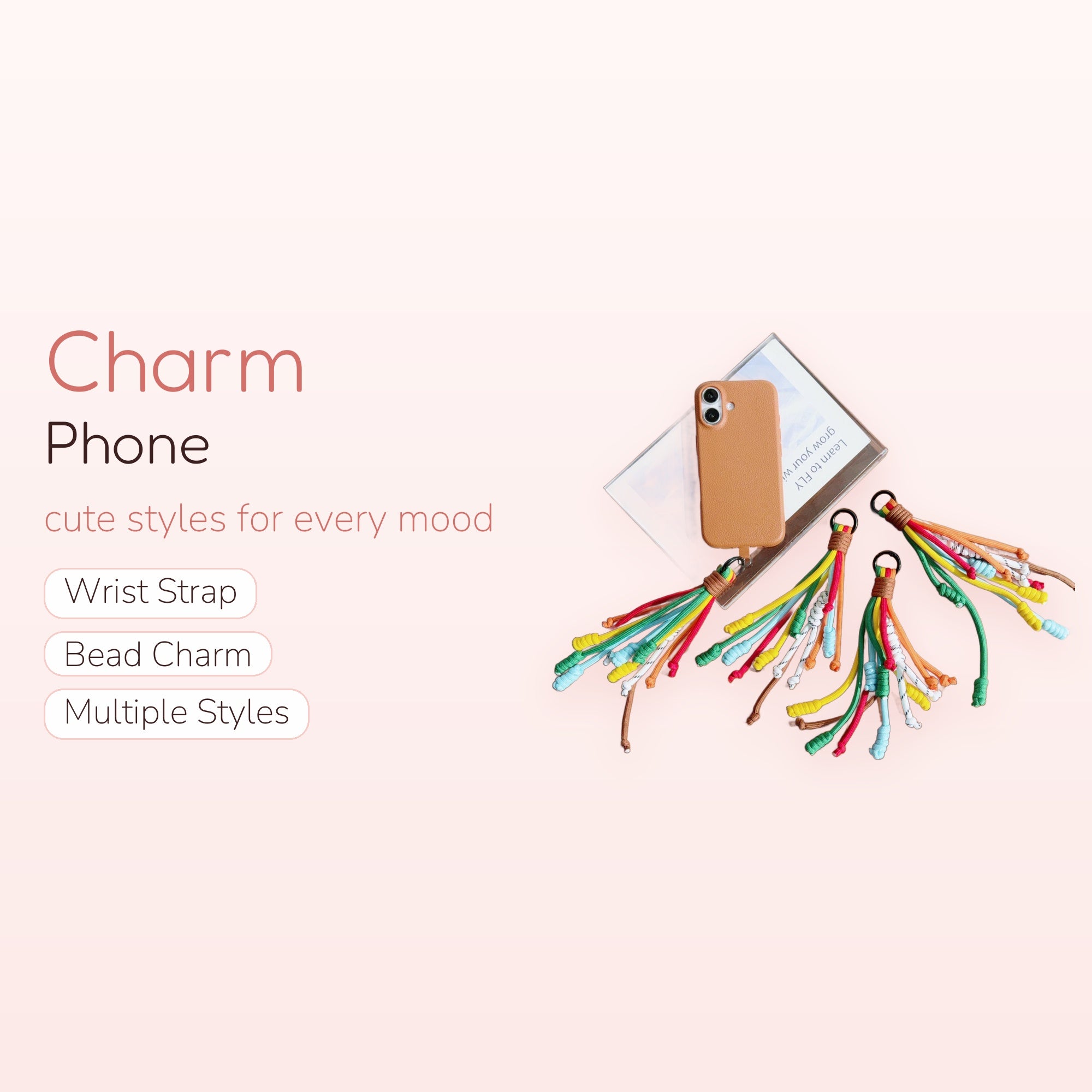 Colorful Braided Rope Phone Charm | Rainbow Wrist Strap Lanyard