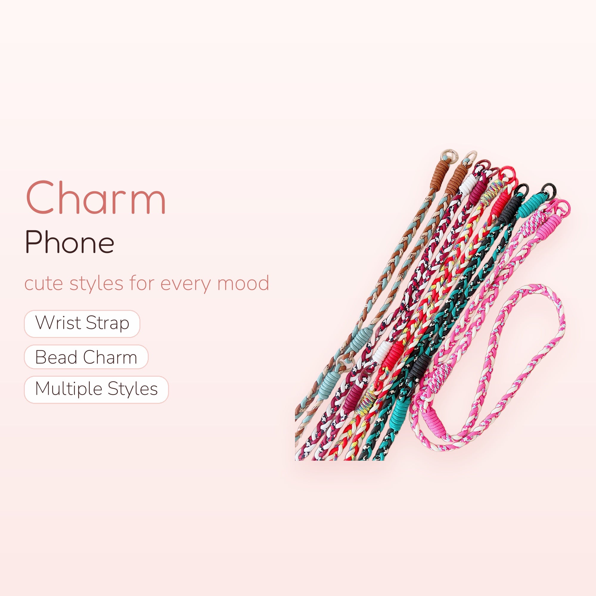 SIMPLYBUBBI — Assorted Braided Rope Phone Lanyard | Vivid Woven Wrist Strap