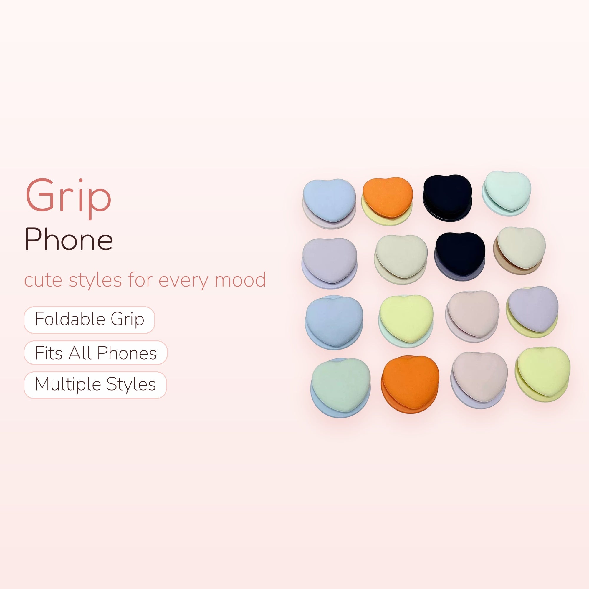 Pastel Heart Phone Grip | Kawaii Silicone Pop Socket Stand