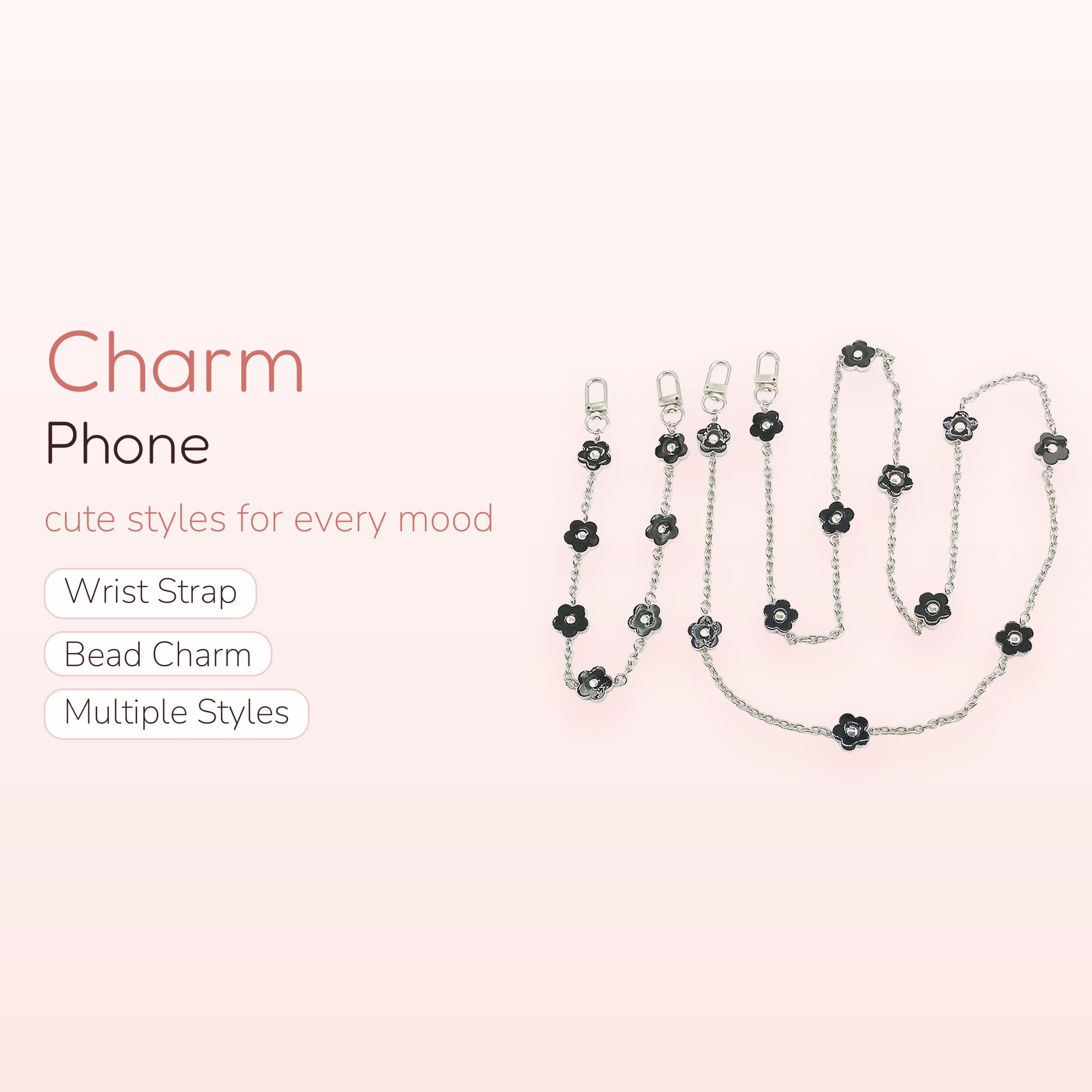 Strawberry Kiss — Strawberry & Pearl Beaded Phone Wrist Strap