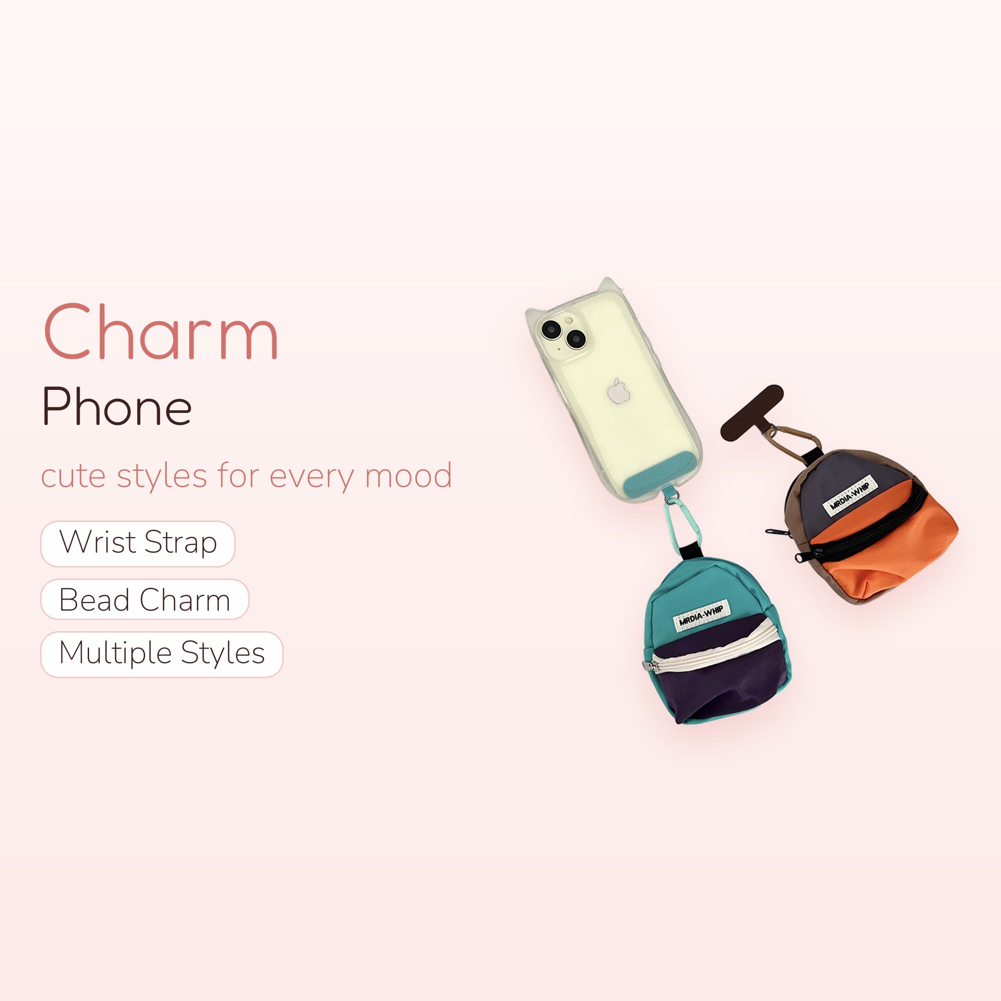 Mini Backpack Phone Charm | Cute Teal & Orange Keychain Pouch