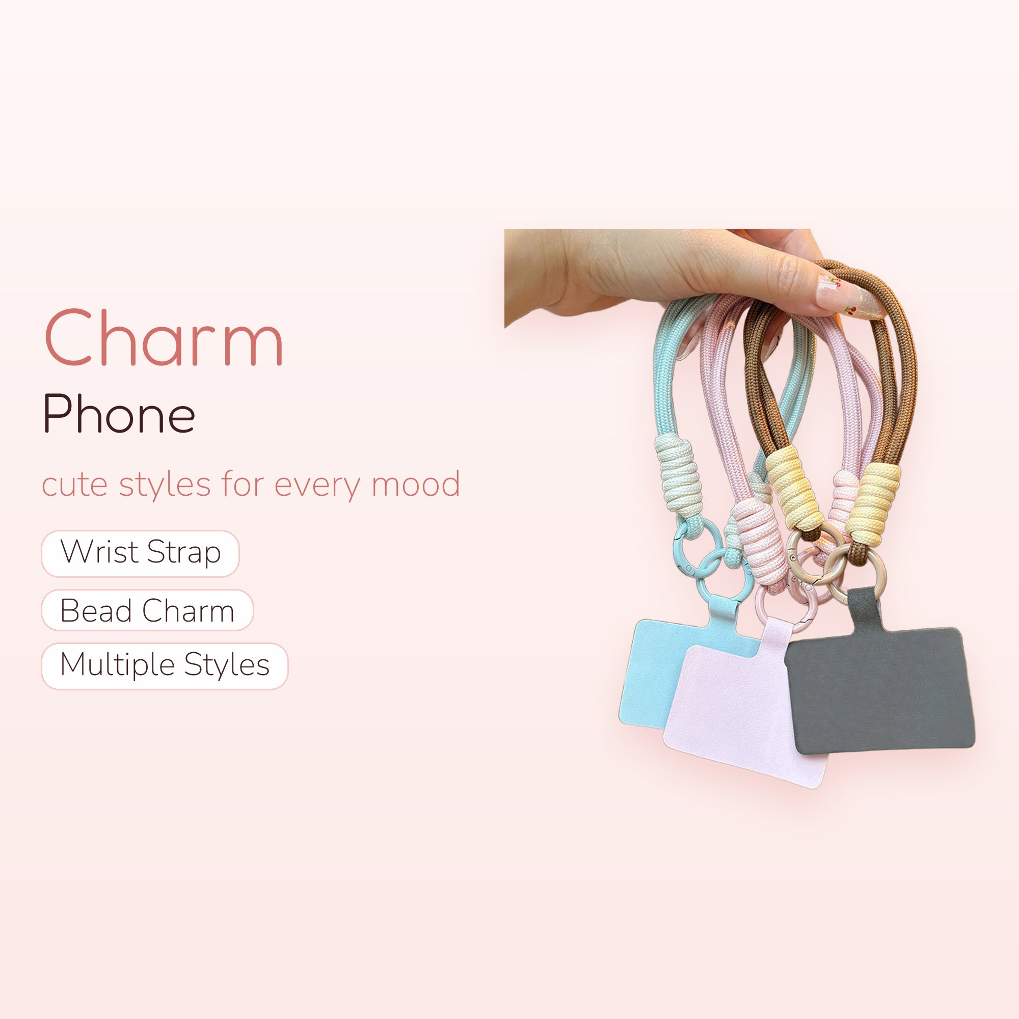 Braided Rope Phone Charm Wrist Strap | Pastel Silicone Phone Lanyard