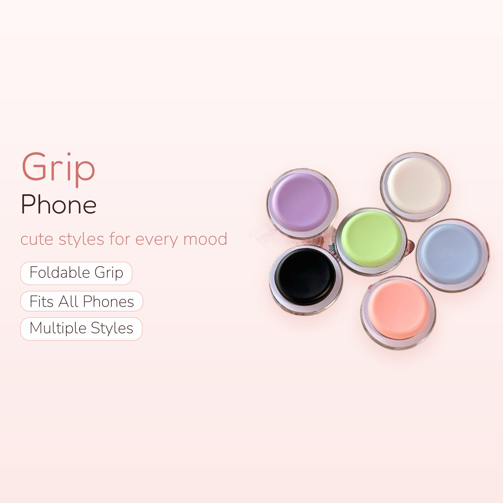 Pastel Matte Round Phone Grip | Cute Pop Socket Stand in Multiple Colors