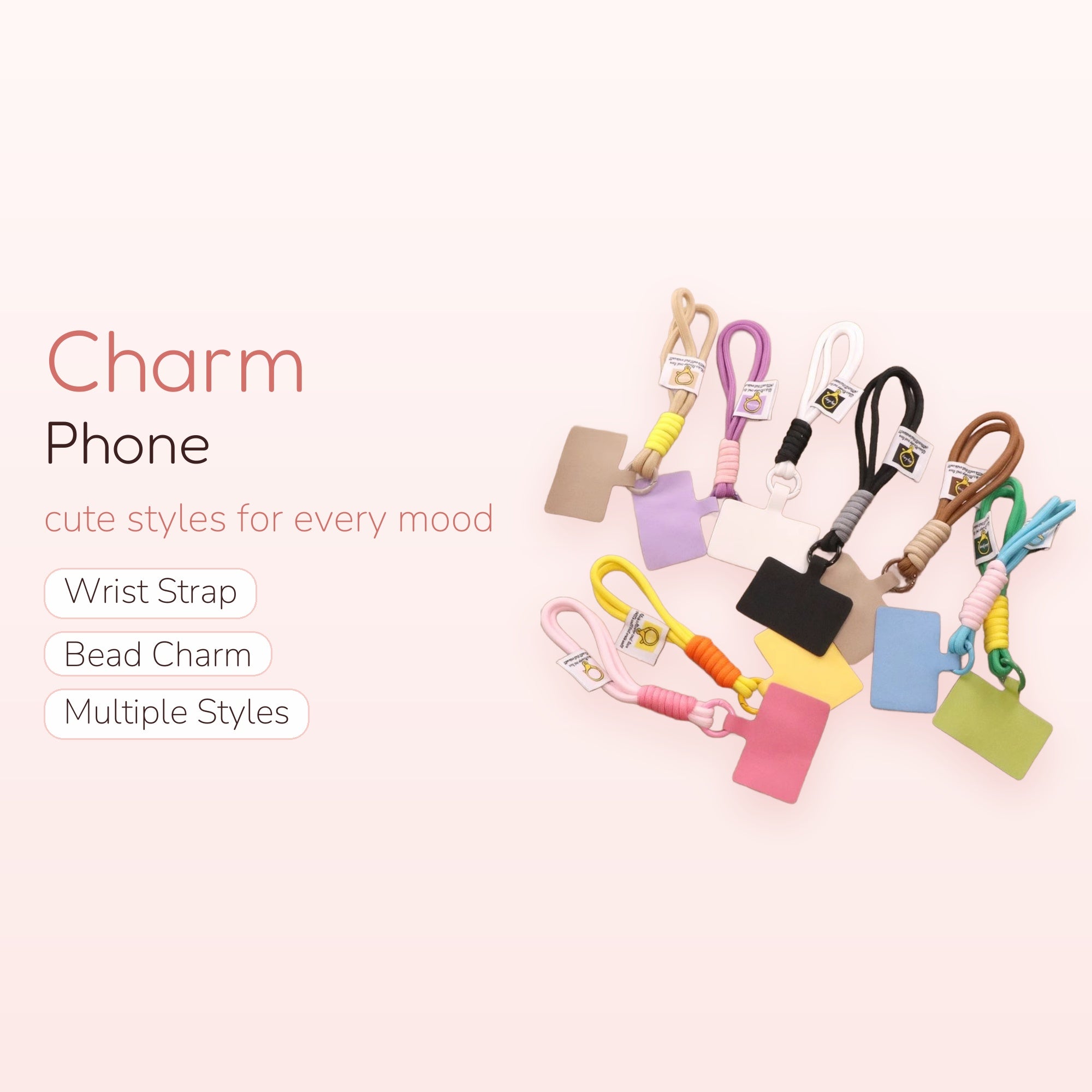 Colorful Braided Rope Phone Charm Straps | Pastel Silicone Phone Lanyard Set