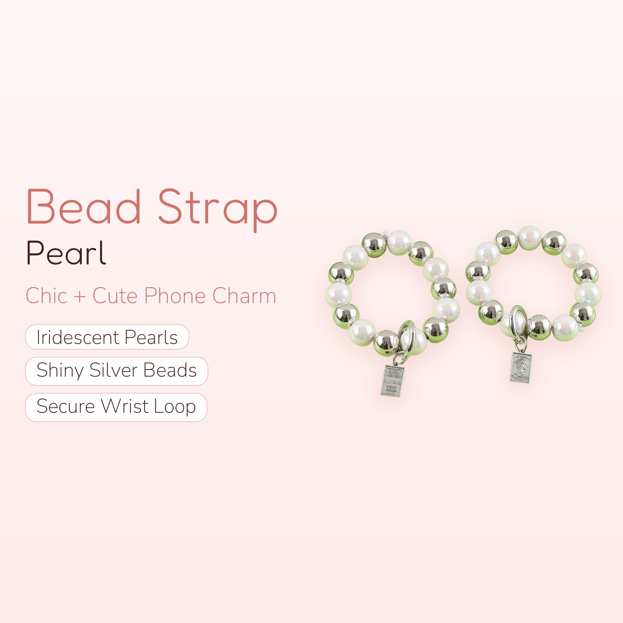Chic Pearl & Silver Bead Phone Charm Strap | Cute Wrist Lanyard