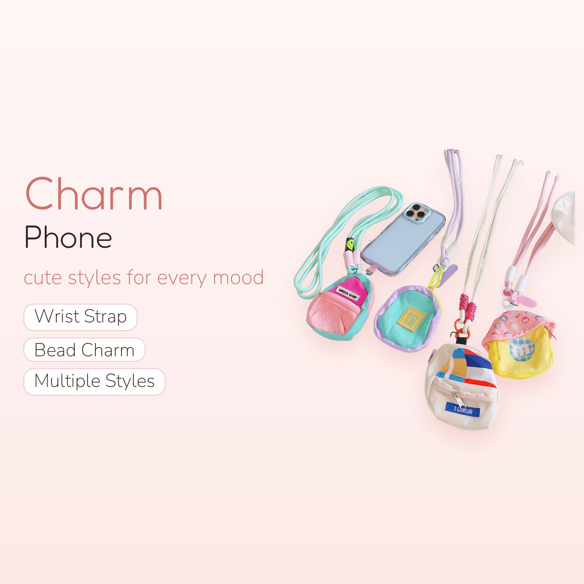 Pastel Mini Backpack Phone Lanyard | Cute Crossbody Strap with Pouch