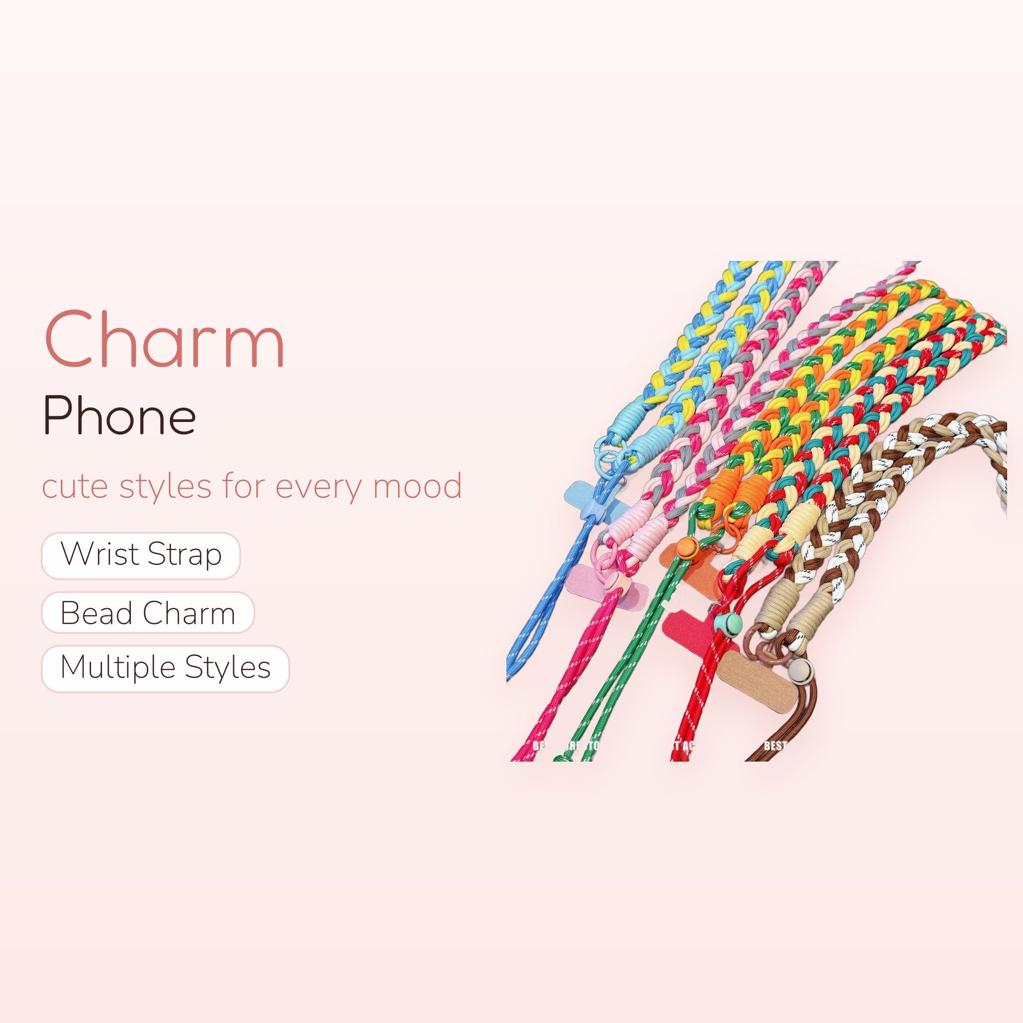 Braided Rainbow Phone Charm Lanyard | Colorful Wrist Strap for Phone