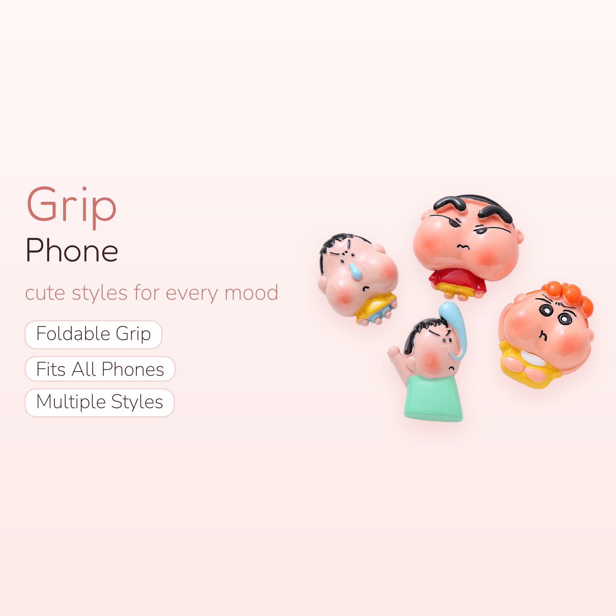 Kawaii Crayon Shin-chan Character Phone Grips | Cute Anime Pop Socket Stand